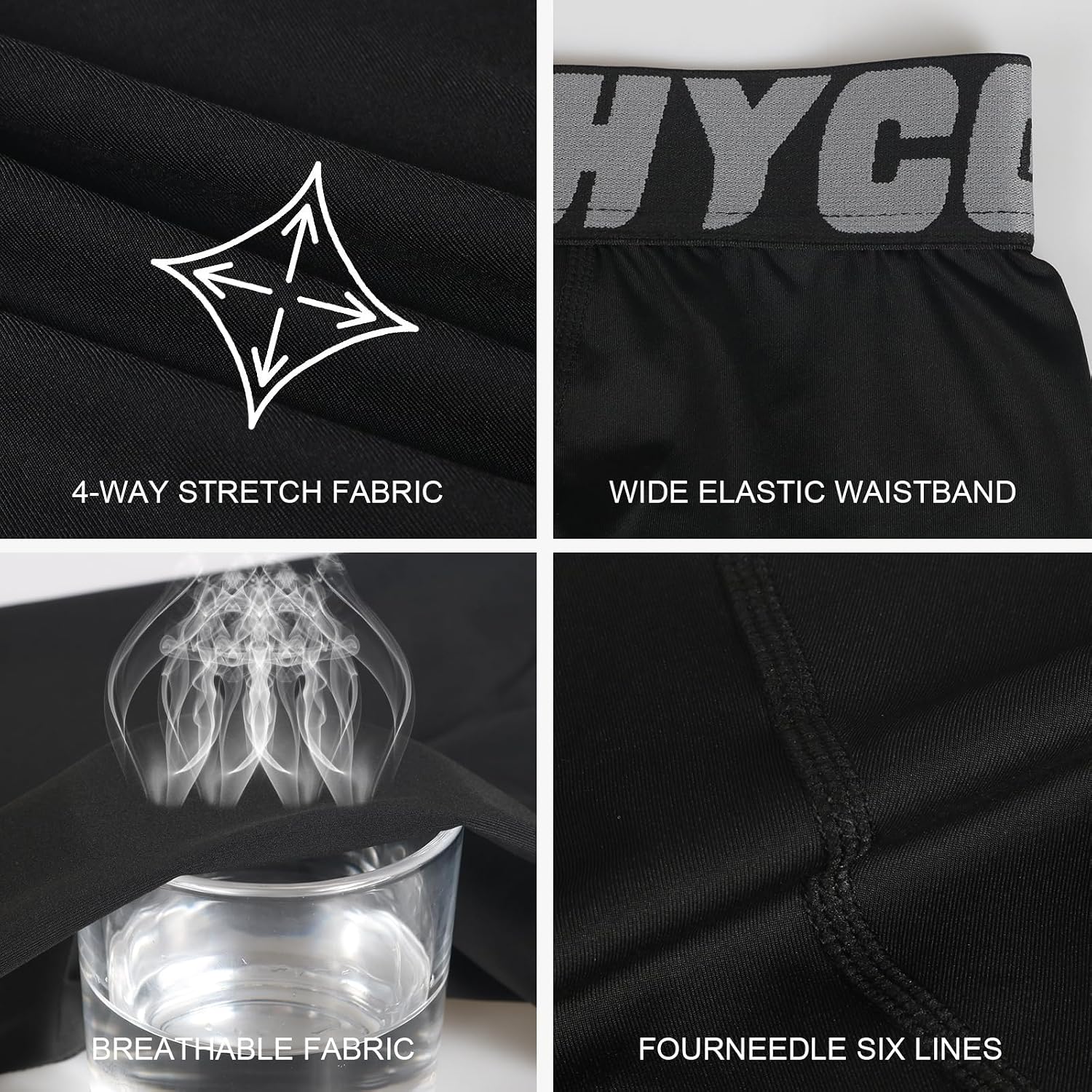 HYCOPROT Boys' Compression Pants Youth Leggings Tights Kids Athletic Sports Base Layer for Running Football Basketball