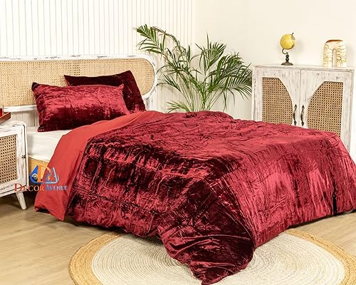 Miniatura 3 de Fundas de edredón de terciopelo aplastado ultra lujosas, ropa de cama bohemia color burdeos, tamaño Queen, ropa de cama UO, funda de edredón de 3