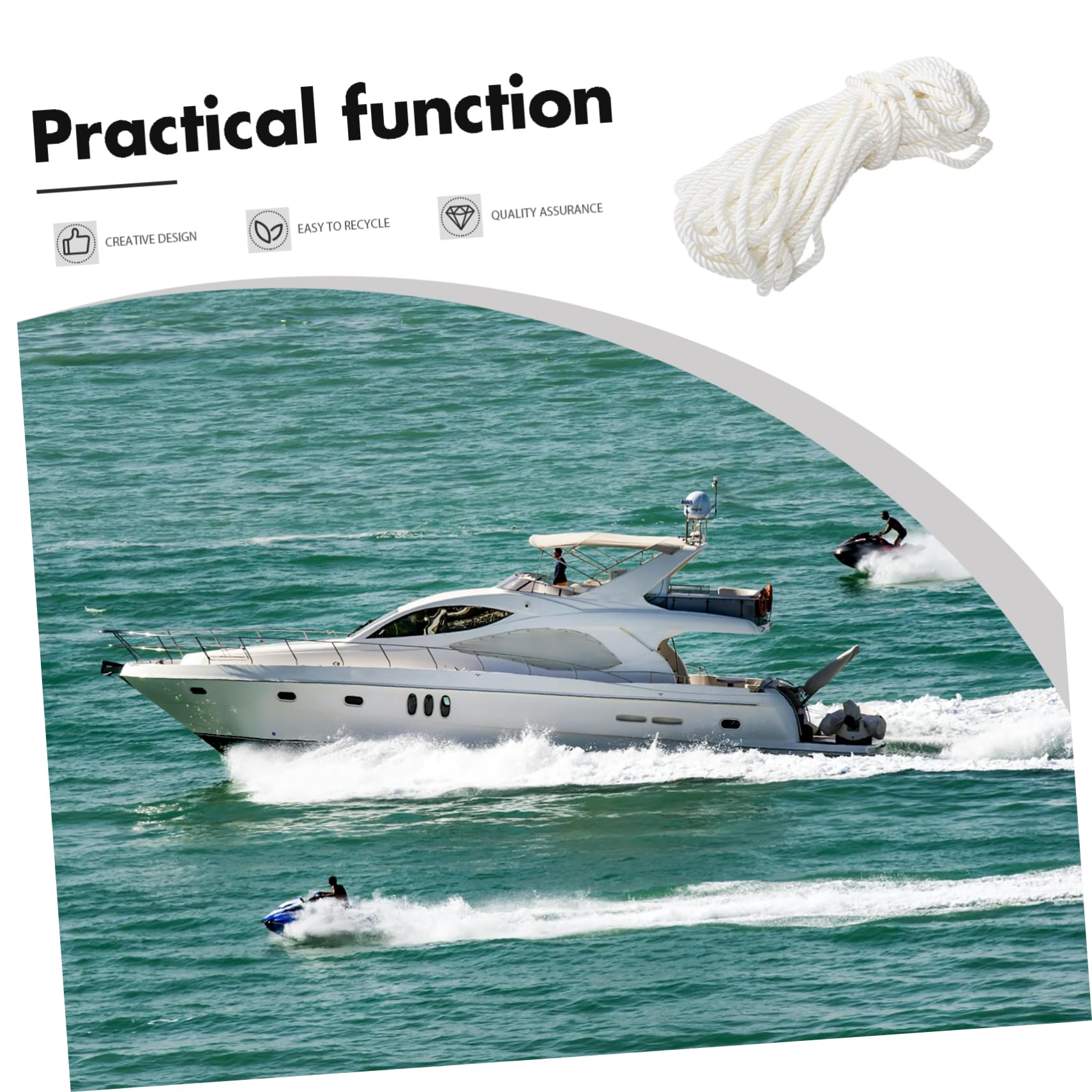 1 Rolle Geflochtenes Nylonseil Weiß Hochwertige Marineleine für Sicheres Anlegen und Festmachen von Booten für Yacht und Hafen Langlebig und Robust