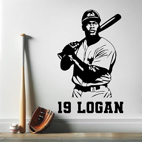 Miniatura 43 de Calcomanía de pared de béisbol personalizada, calcomanías deportivas personalizadas para habitación de niños, calcomanías de béisbol para habitación