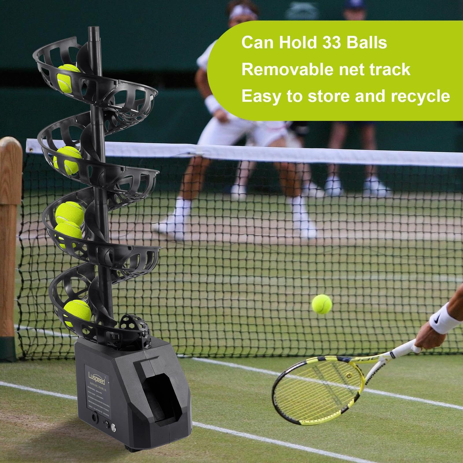 Machine de tennis, lanceur de balles automatique, machine de service de tennis, lanceur de balles portable, équipement de pratique de tennis, machine de capacité de 33 balles pour la pratique