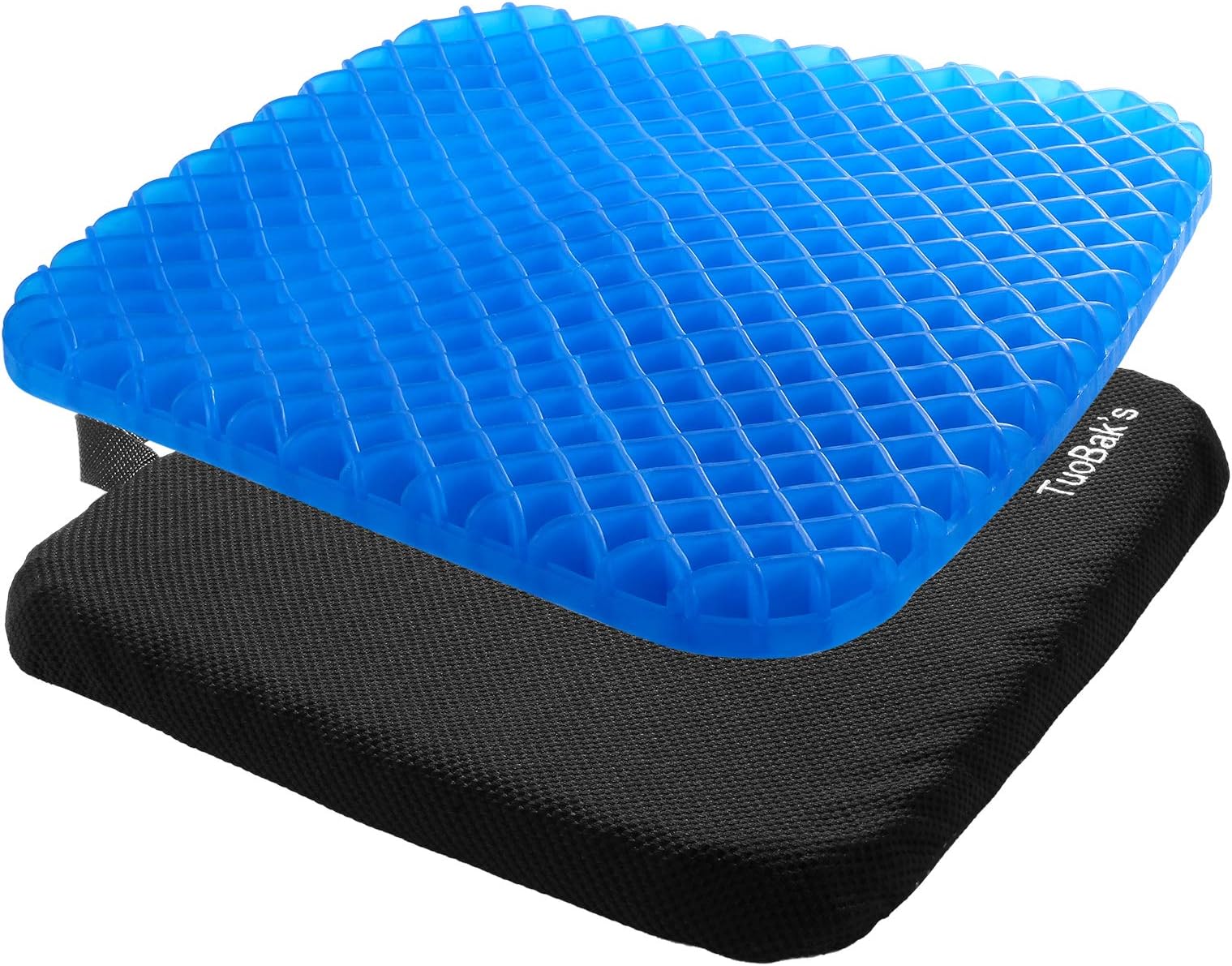 TuoBak's Gel Seat Cushion, Office Chair Cushion for Coccyx Sciatica & Lower Back Pain Pressure Relief - Cool Breathable Lumbar Support Seat Cushion for Car/Office/Home/Wheelchair