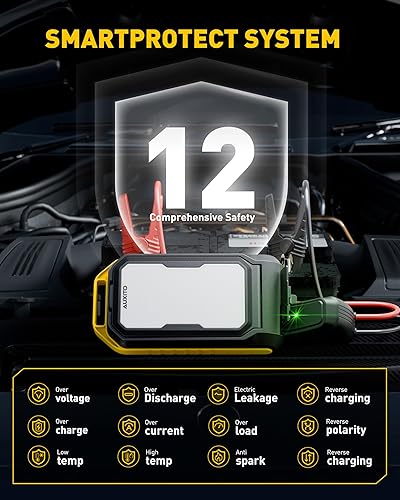 Miniatura 7 de Arrancador batería portátil de coche de 7000 A para todo el gas o hasta 12L Diesel, 3 en 1 multifunción 12 V Auto batería Booster Jump Box con