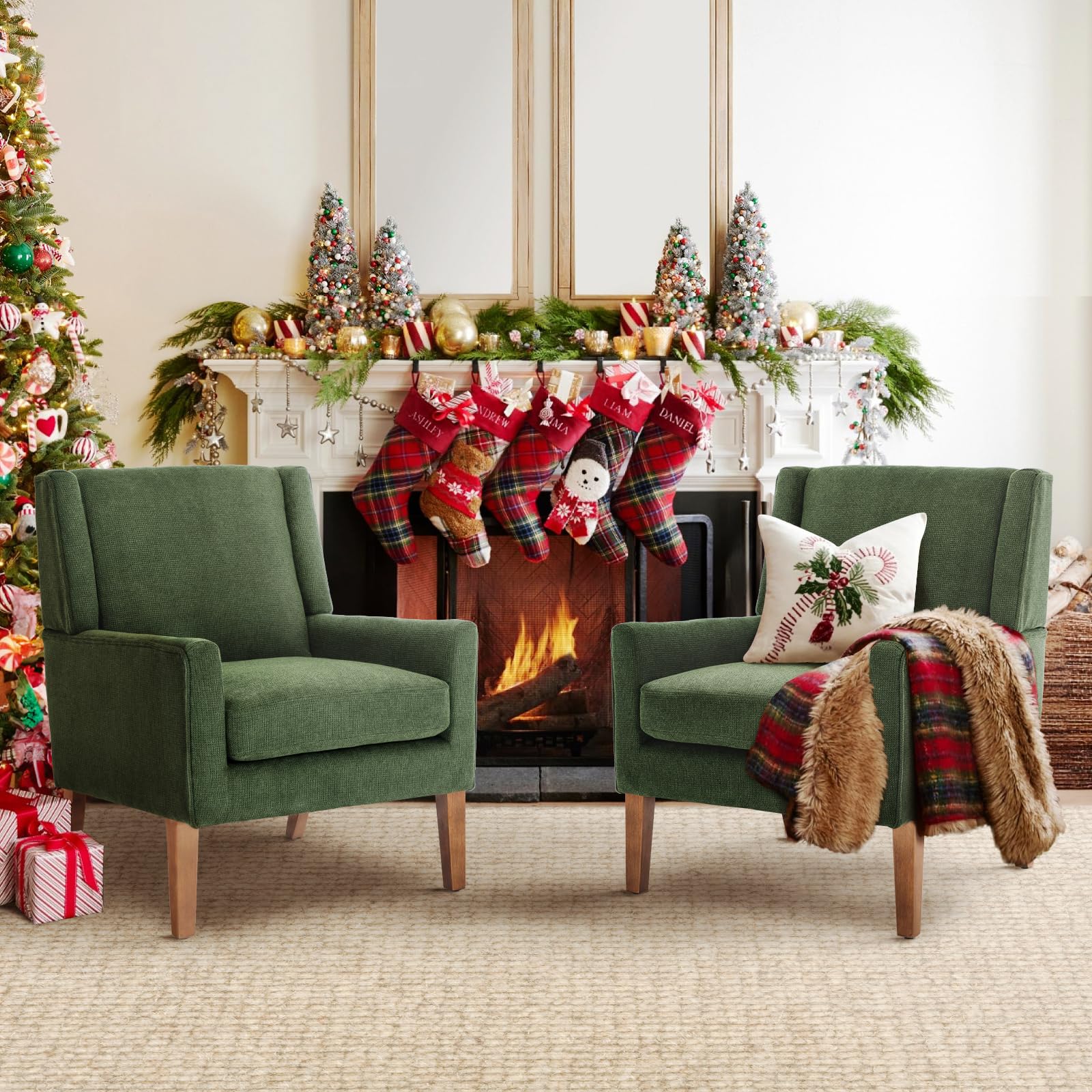 COLAMY Modern Wingback Living Room Chair Set of 2