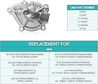 Vista 5 de Bomba de agua AW6244 con junta para (solo motor L4 de 1.6L) Mini Cooper 2007-2015/Cooper Countryman 2011-2016/Cooper Paceman 2013-2016