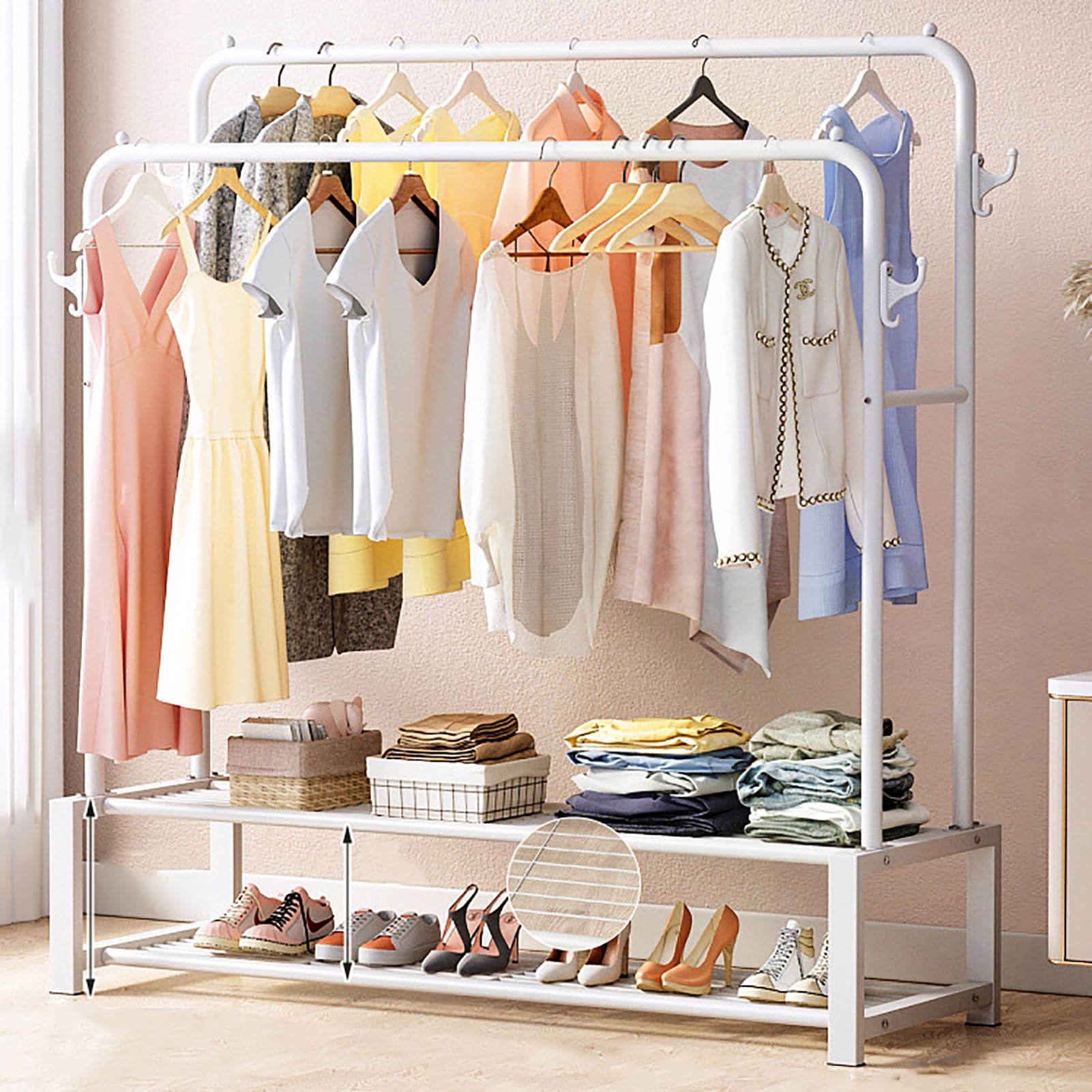 Portant à vêtements en métal robuste pour chambre et entrée