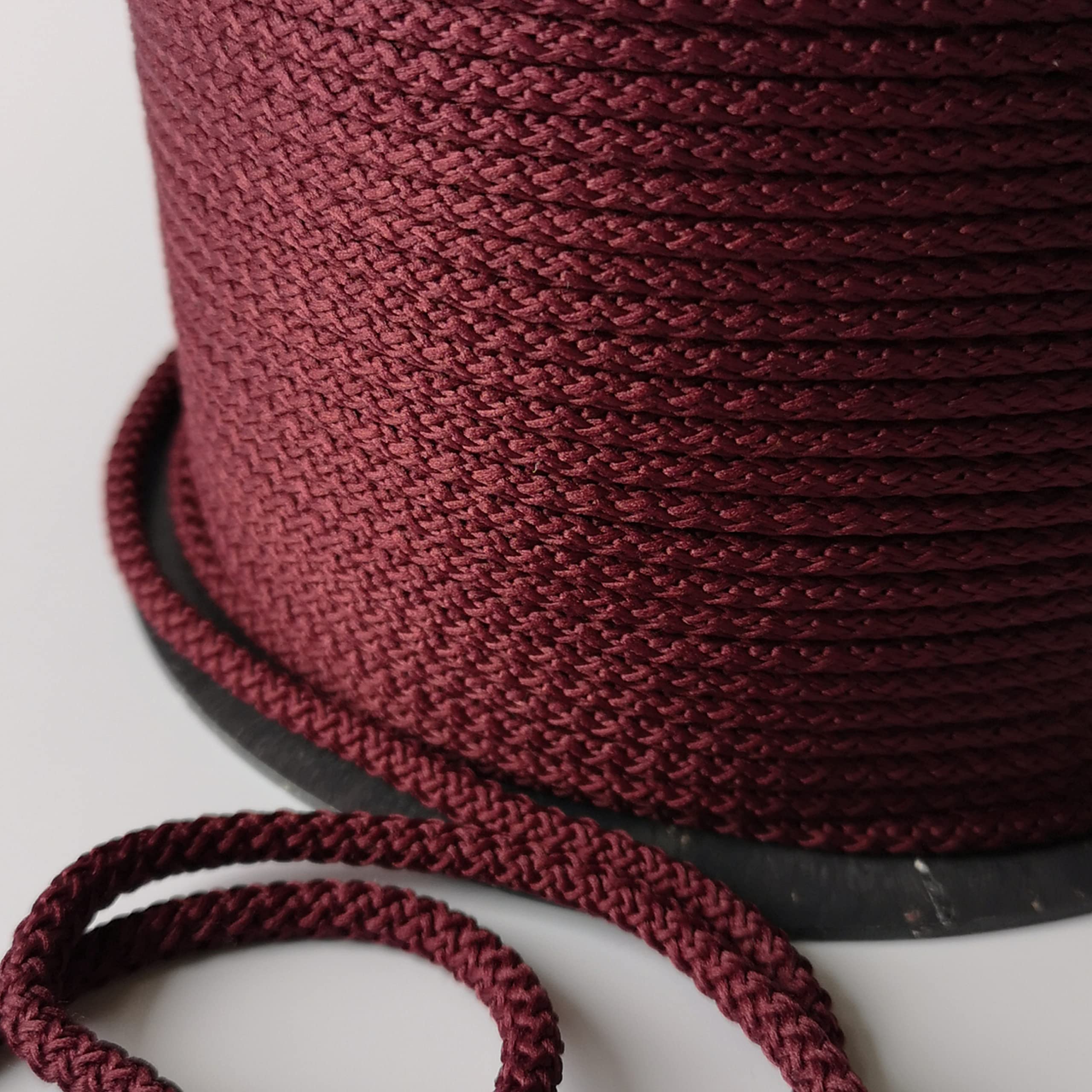 5mm Cord Drawstring Rope Polypropylene Strong String Craft Lacing Braided DIY (Burgundy, 20 meters / 65 ft)