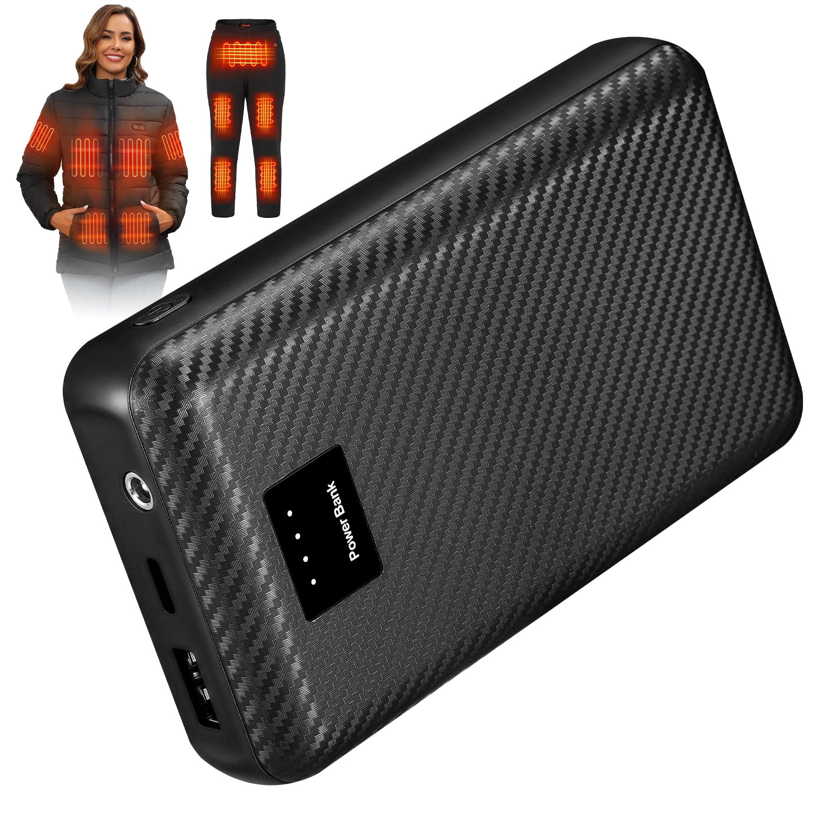 san nolisa Power Bank, 7.4v Battery Pack for Heated Jacket/Vest/Coat, 16000mAh Power Bank with Type-C DC Port (Not Including Heated Clothing)