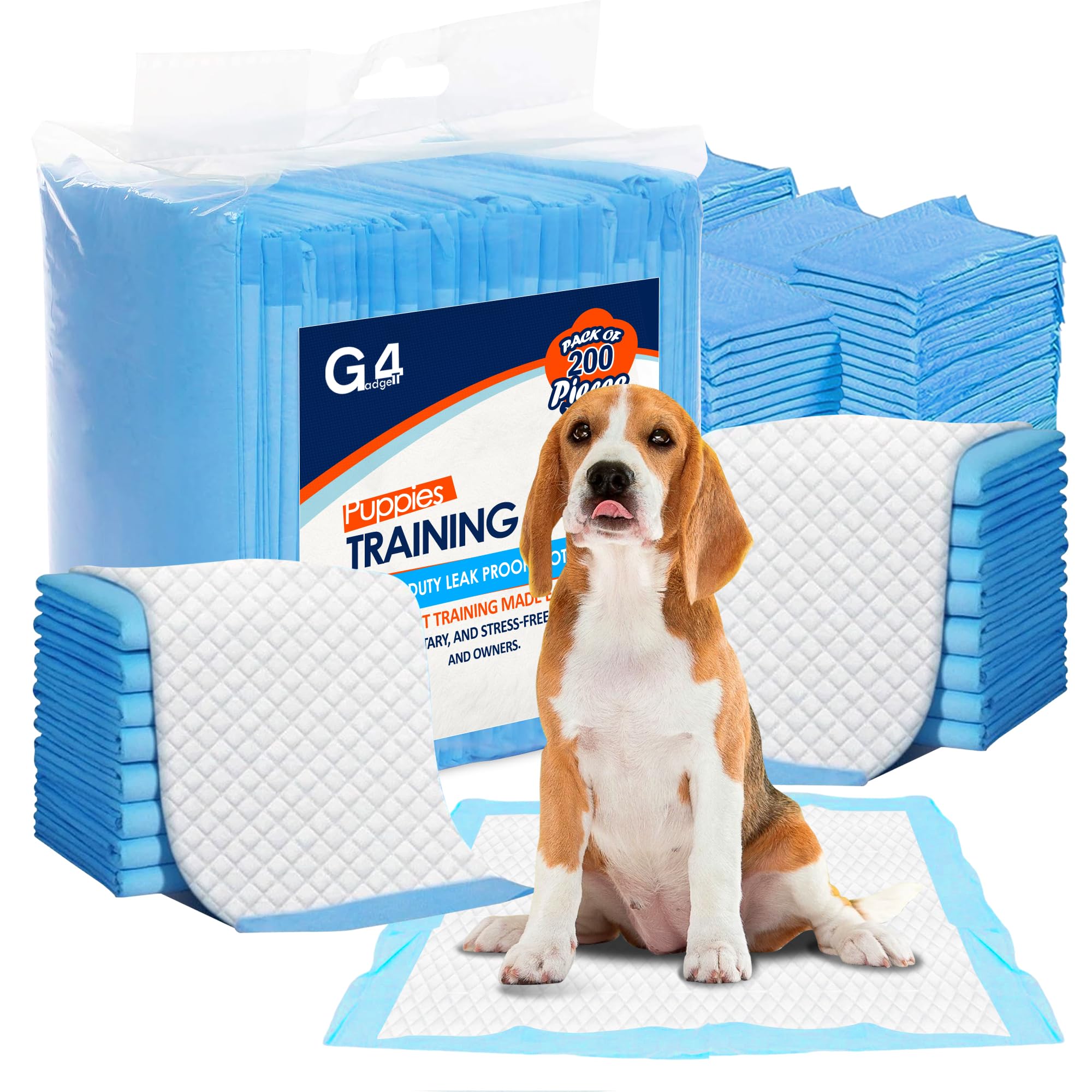 Dog and Puppy Training Pads Large Size Pack of 40 60x60cm Super Absorbent, Blue