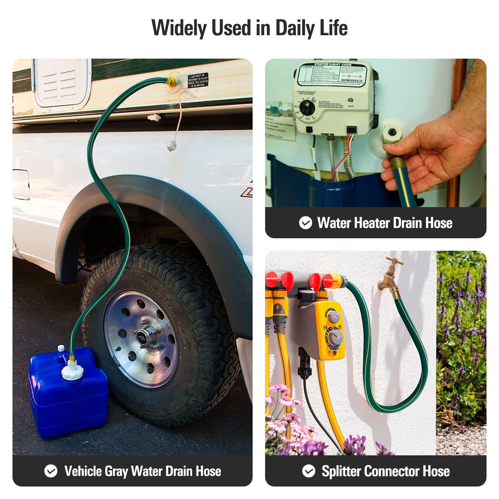 Solution4Patio 5/8 in. x 12 ft. Short Garden Hose, No Leaking, Green