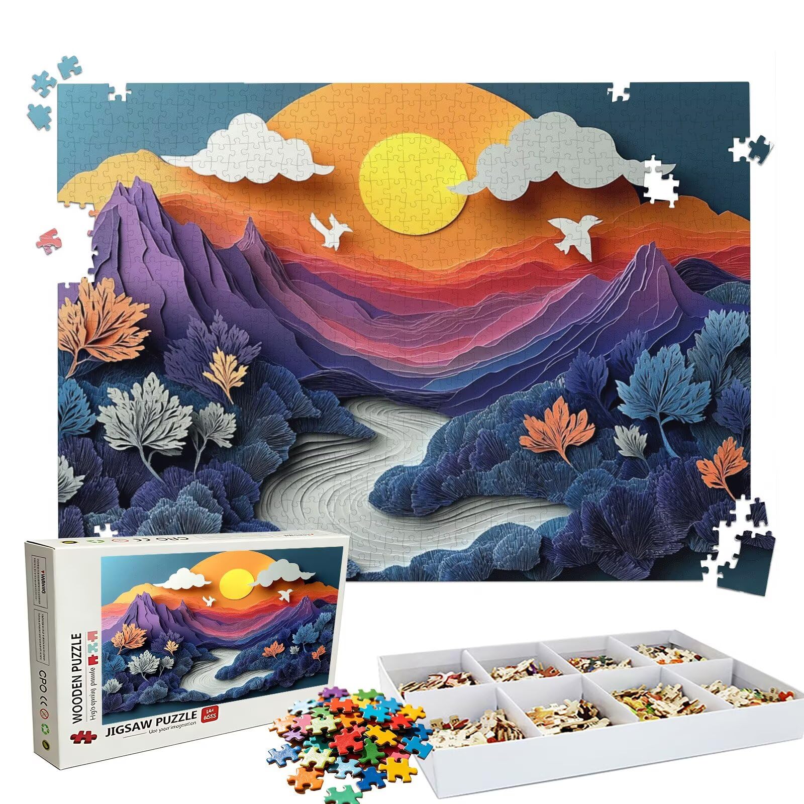 Puzzle abstrakcyjne pasmo górskie | Puzzle 3000 sztuk XL 122 x 81 cm | Trudne drewniane puzzle dla dorosłych | z wykwintnym pudełkiem do pakowania | Udekoruj całą rodzinę | Puzzle dla dorosłych W3H
