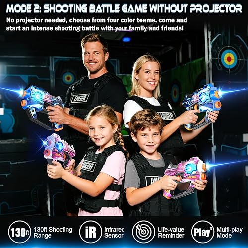 Miniatura 3 de Juego de pistolas electrónicas para niños y adultos (3 +) - Juego de disparos electrónicos para 2 jugadores con pantalla LED digital de puntuación