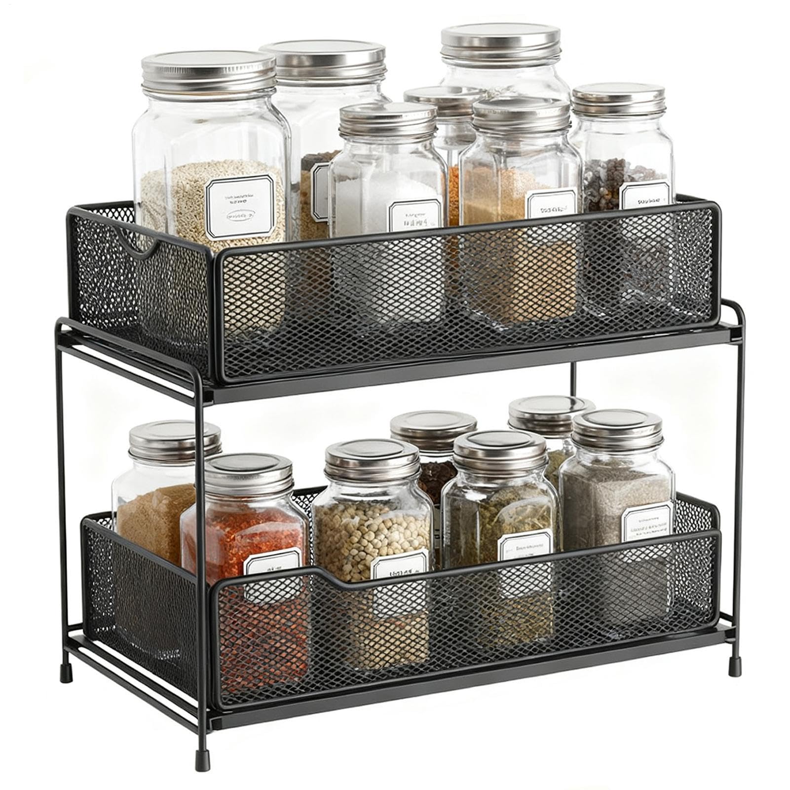Organizador de armario de lavabo: bandeja de almacenamiento de metal, cajón deslizante de alta capacidad, diseño resistente al óxido, eficiente función de estante de cocina, unidad de almacenamiento