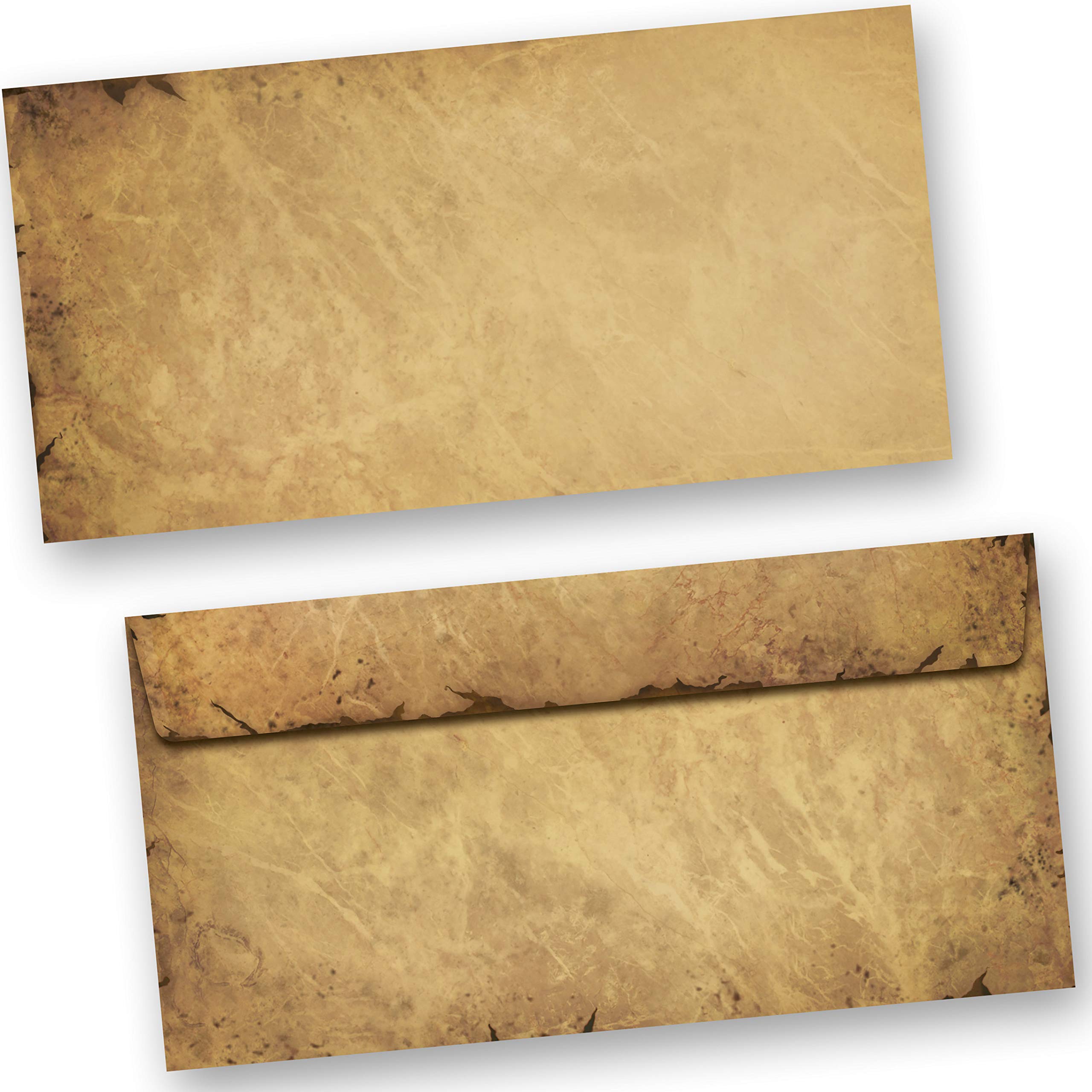 CASANOVA Briefpapier mit Umschlag Vintage 250 Sets Papier beidseitig A4 alt retro Mittelalter antik nostalgisch