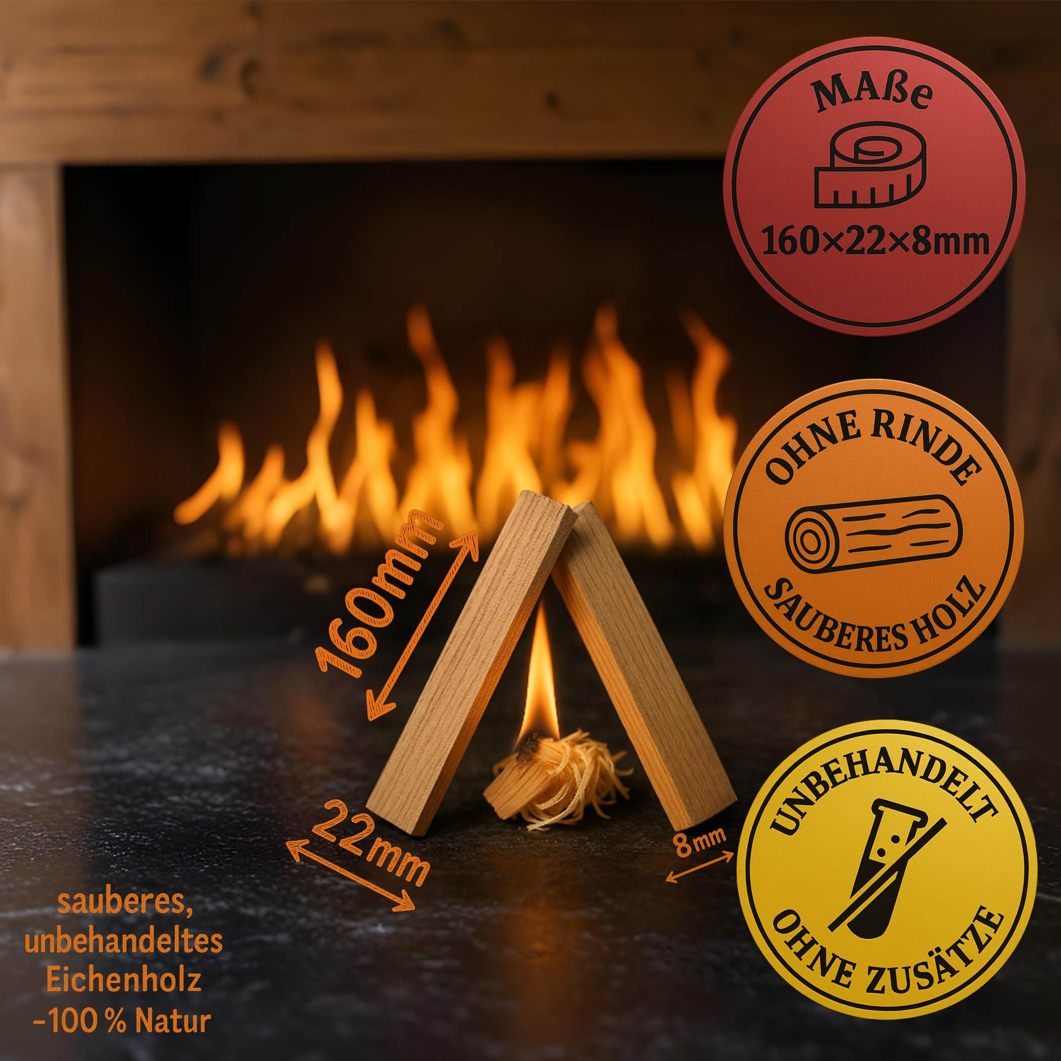 Samore Premium Anzündholz 28 kg Anfeuerholz Anmachholz Brennholz aus Eichenholz, Bio Kaminholz Ofenholz Smoker Grill BBQ trocken ofenfertig, getrocknet und unbehandelter Grillanzünder