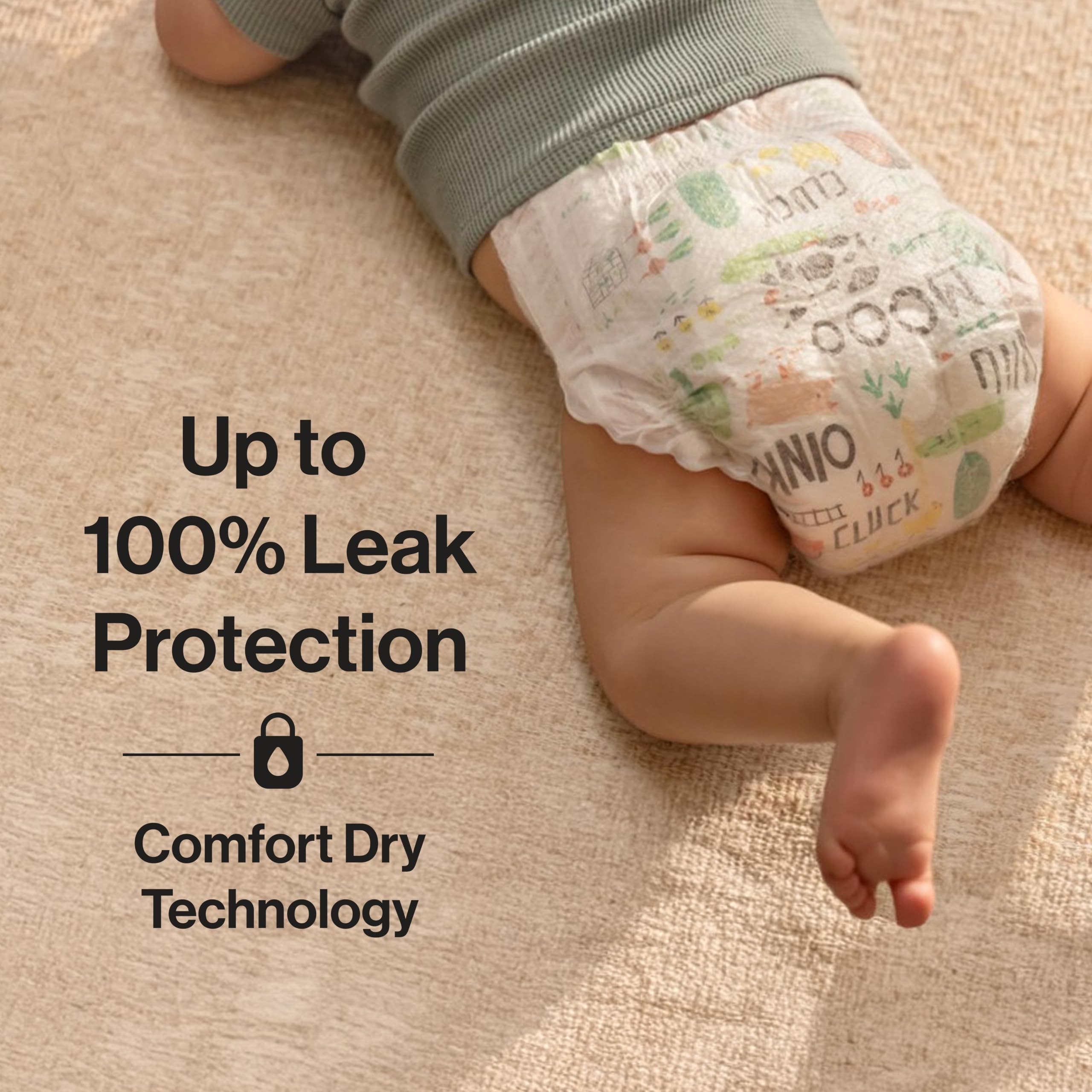 The Honest Company Clean Conscious Diapers®, protezione fino al 100% contro le perdite, progettate per proteggere la pelle delicata, ipoallergenica + senza profumo, nervature UR + Waddle It Be