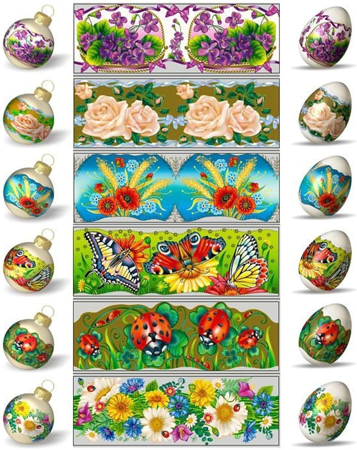 36 Easter Egg Wraps Thermo Heat Shrink Sleeves for Hen Eggs, 6 Sleewes, Every Sleeve - 6 Desighns