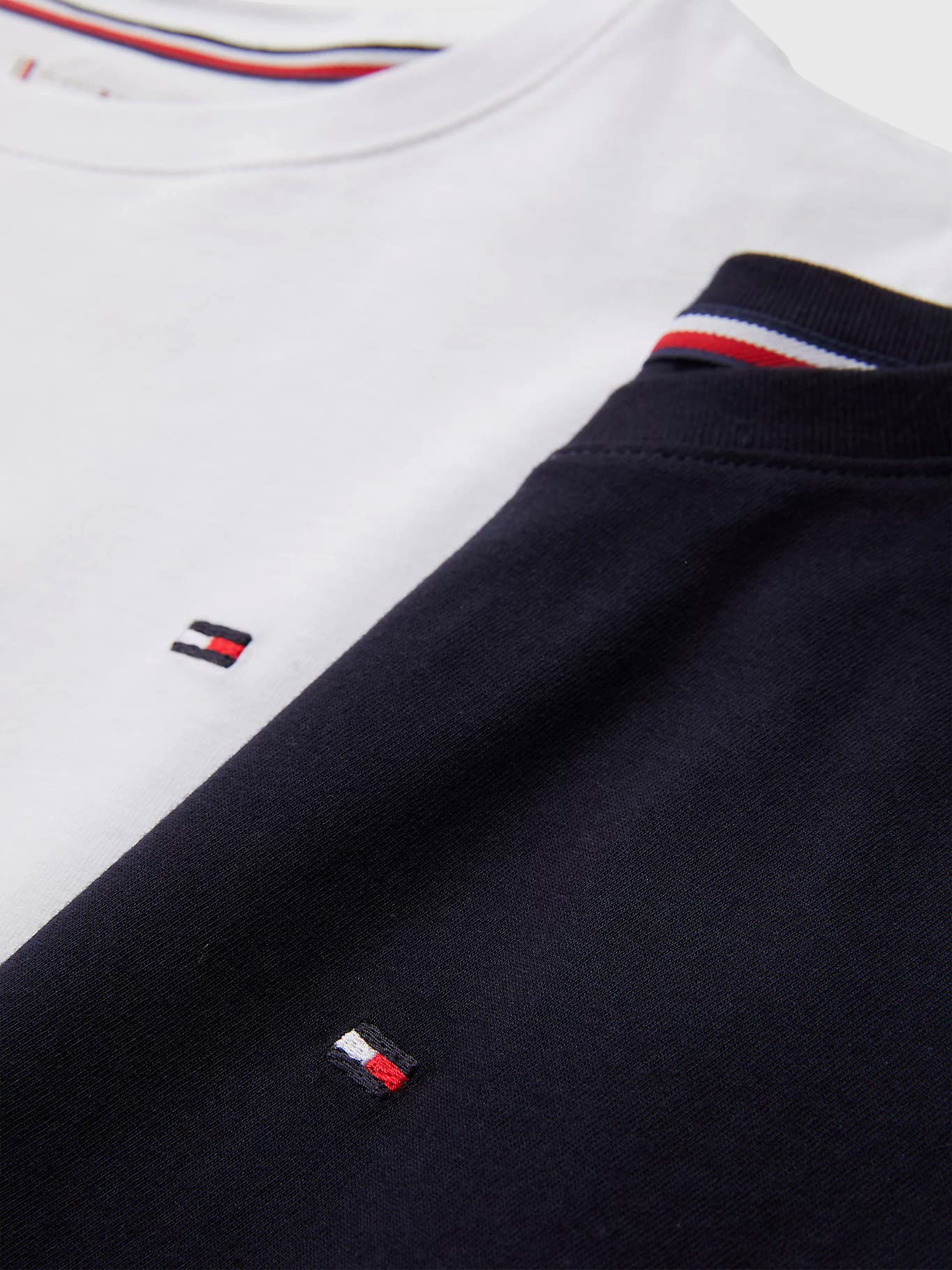 Tommy Hilfiger Ragazzi 2-Pack Organico Cotone Girocollo T-Shirt, Deserto Cielo/Bianco