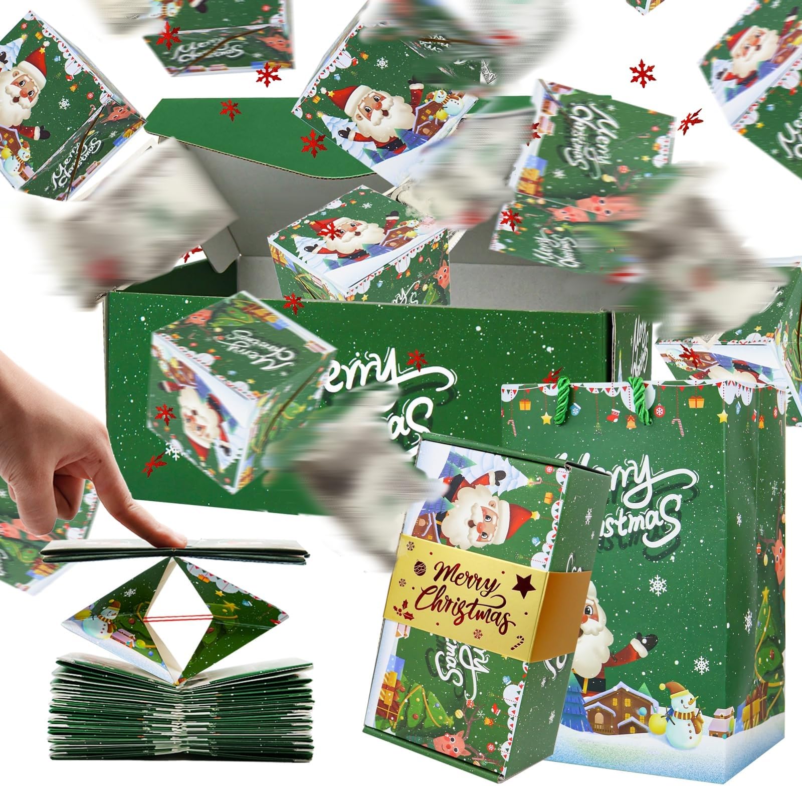 Surprise Gift Box Explosion for Money, Pop-Up Money Gift Box Explosion – Surprise Gift Boxes for Christmas, Birthdays, Anniversaries &amp; Valentine's Day (Green E, 10 Boxes)