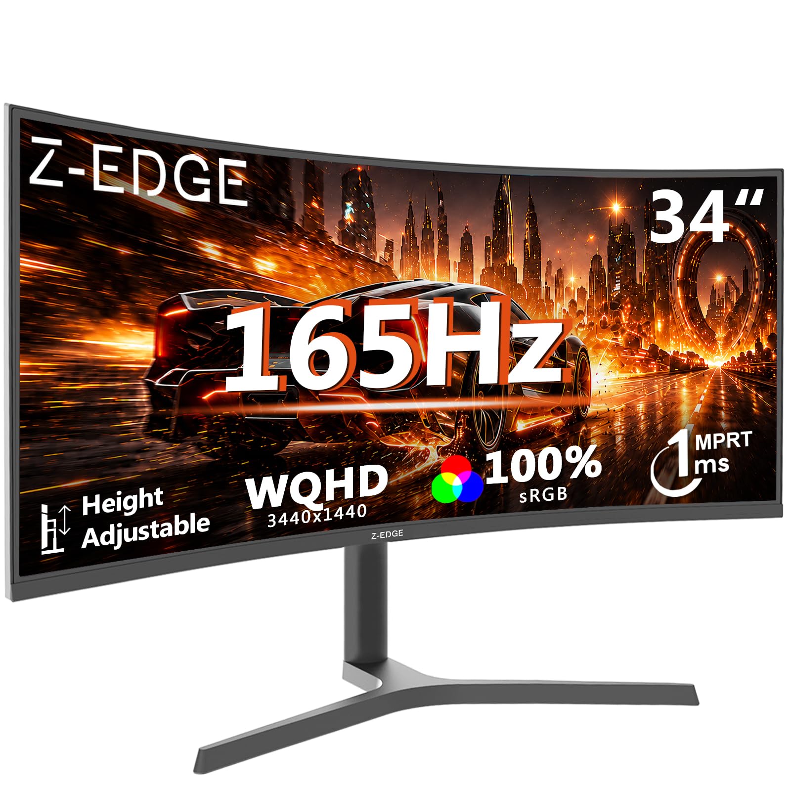 Z-Edge 34 Inch Ultrawide Curved Gaming Monitor 165Hz 3440x1440 VA 1500R