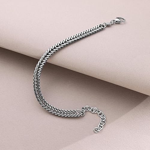 Miniatura 7 de Galis Chain Bracelets For Men - Premium Stainless Steel Mens Bracelet, Silver Plated Non Tarnish Bracelet - This Snake Chain suits as Everyday Men's