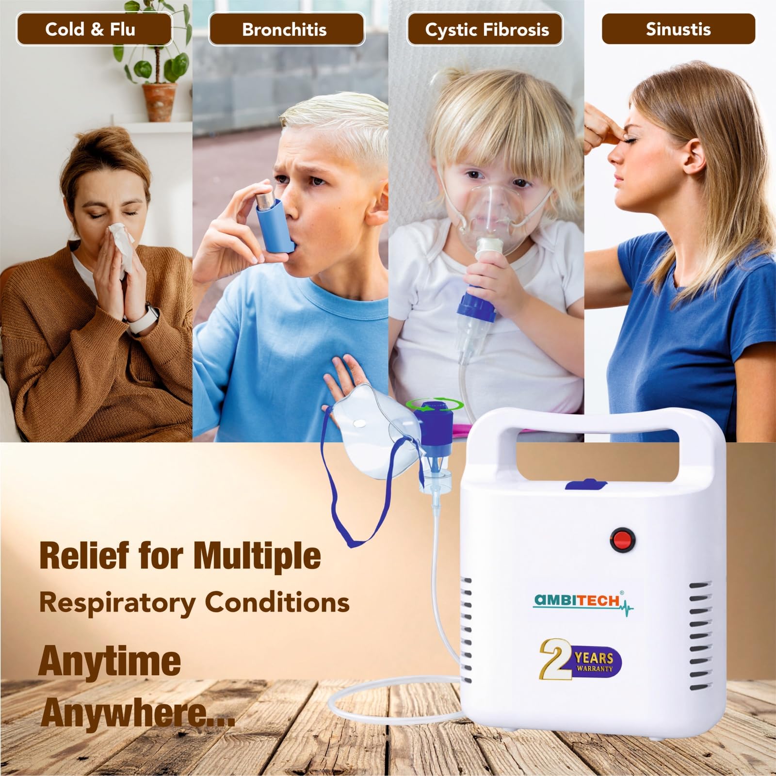AmbiTech Easy Nebulizer Machine With 2 Year Replacement Warranty For Adults & Kids (White) 3