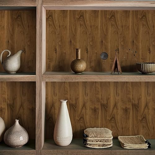 Miniatura 13 de LXCREAT Papel de contacto de bloque de carnicero de madera sintética, papel tapiz Shiplap para despegar y pegar, tablones de madera para paredes