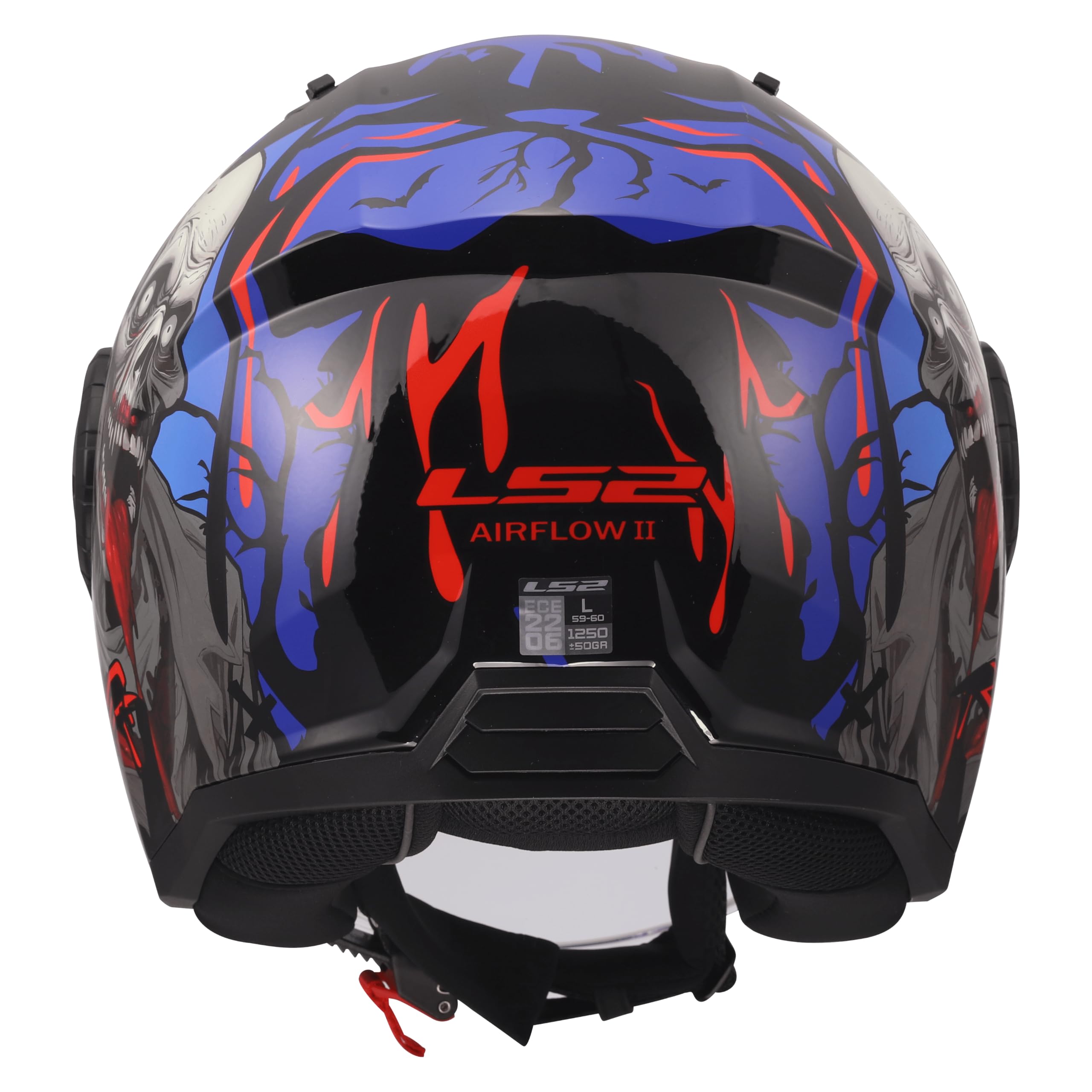 LS2, Casco Moto Jet AIRFLOW II ZOMBIE II Black Red Blue, M