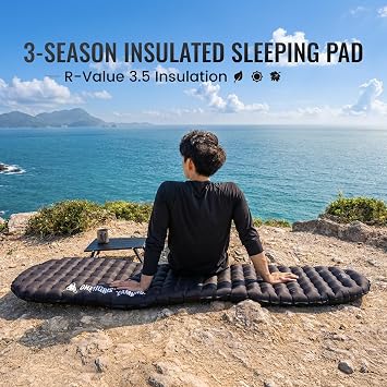 ONETIGRIS R3.5 Insulated Sleeping Pad,Ultralight Inflatable Camping Pad