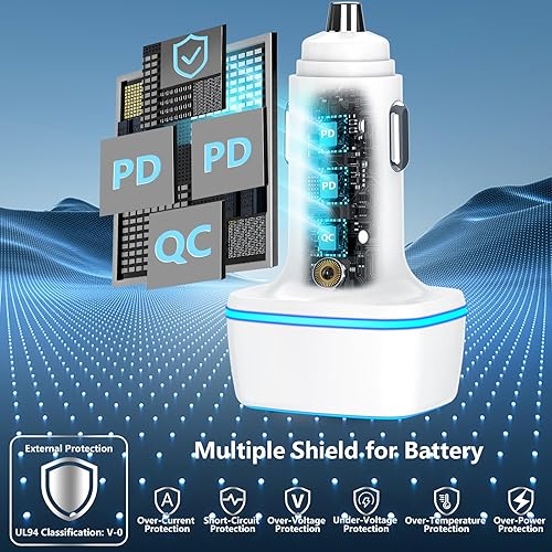 Miniatura 3 de USB C Car Charger, KYOHAYA 2Pack 3-Port 67W Dual USB-C&USB-A Car Power Adapter PDQC3.0 Type-C Fast Car Charging Cigarette Lighter for iPhone 1616