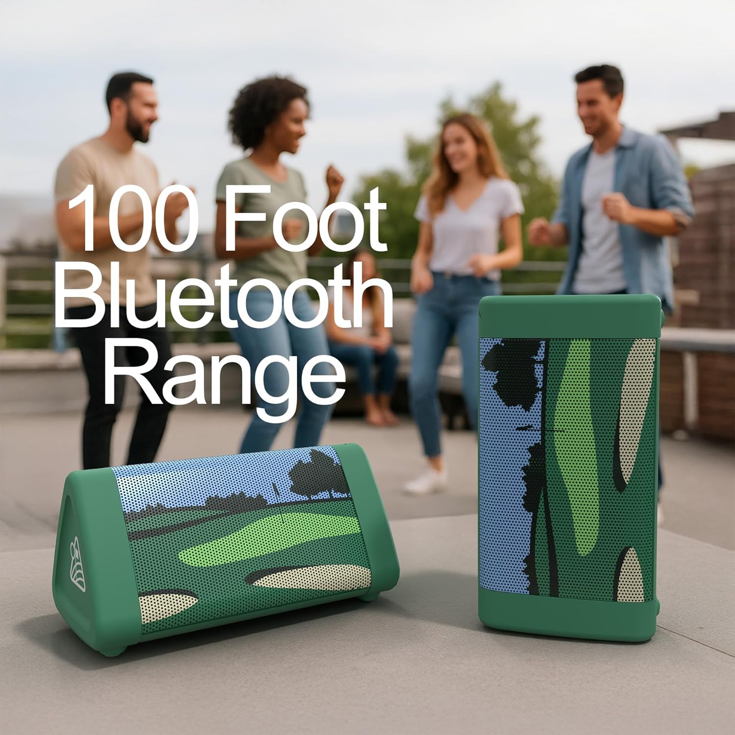 OontZ Angle 3 (4th Gen) – Portable Bluetooth Speaker, 12W Stereo Sound, 24 Hour Playtime, Rich Bass, 100 Foot Wireless Range, Waterproof, Home, Outdoor, Travel, Great Gift and Golf Speaker (Green)