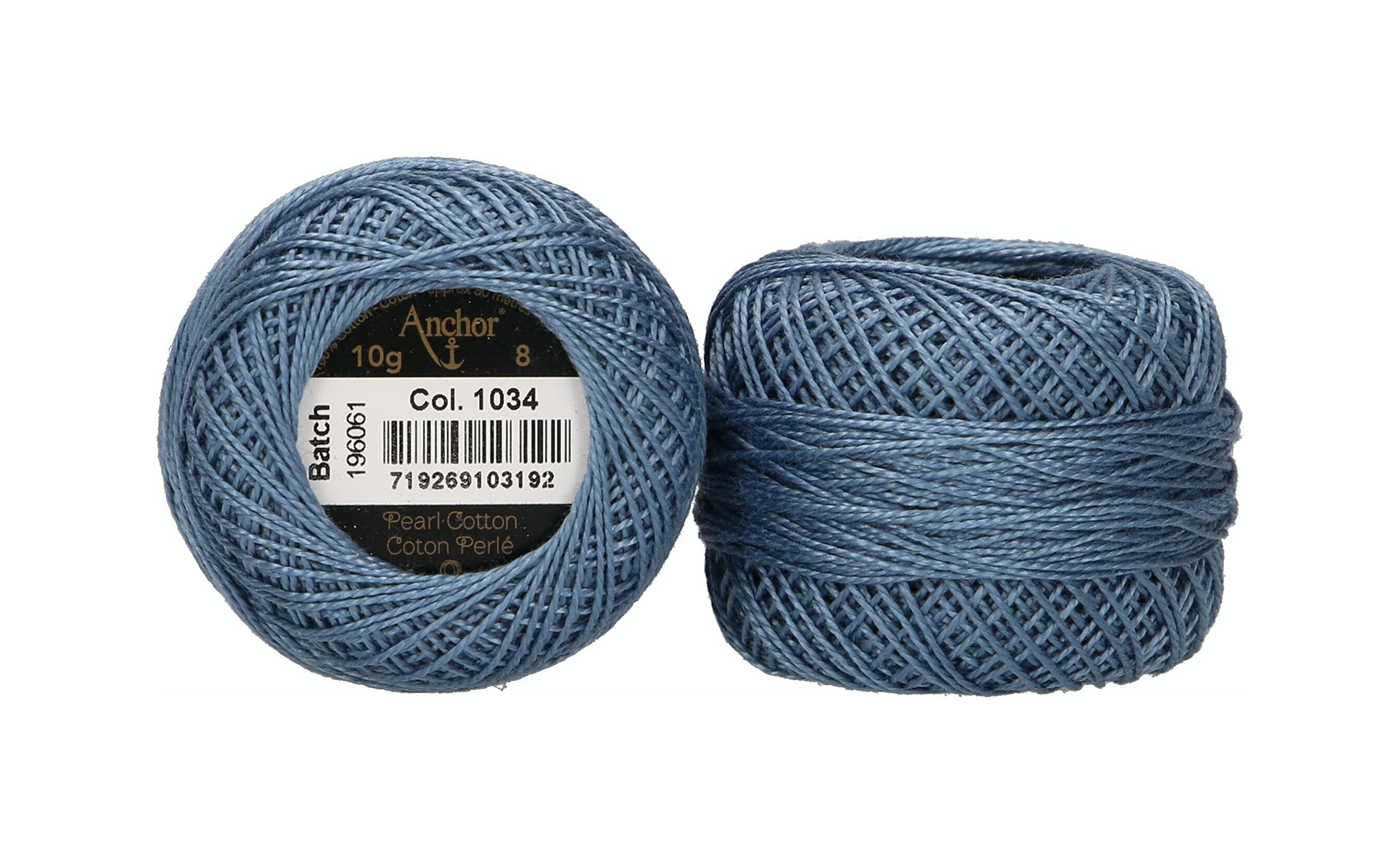 Anchor 4591008-01034 Embroidery Thread, 100% Cotton, Steel, Thickness 8, 82 m