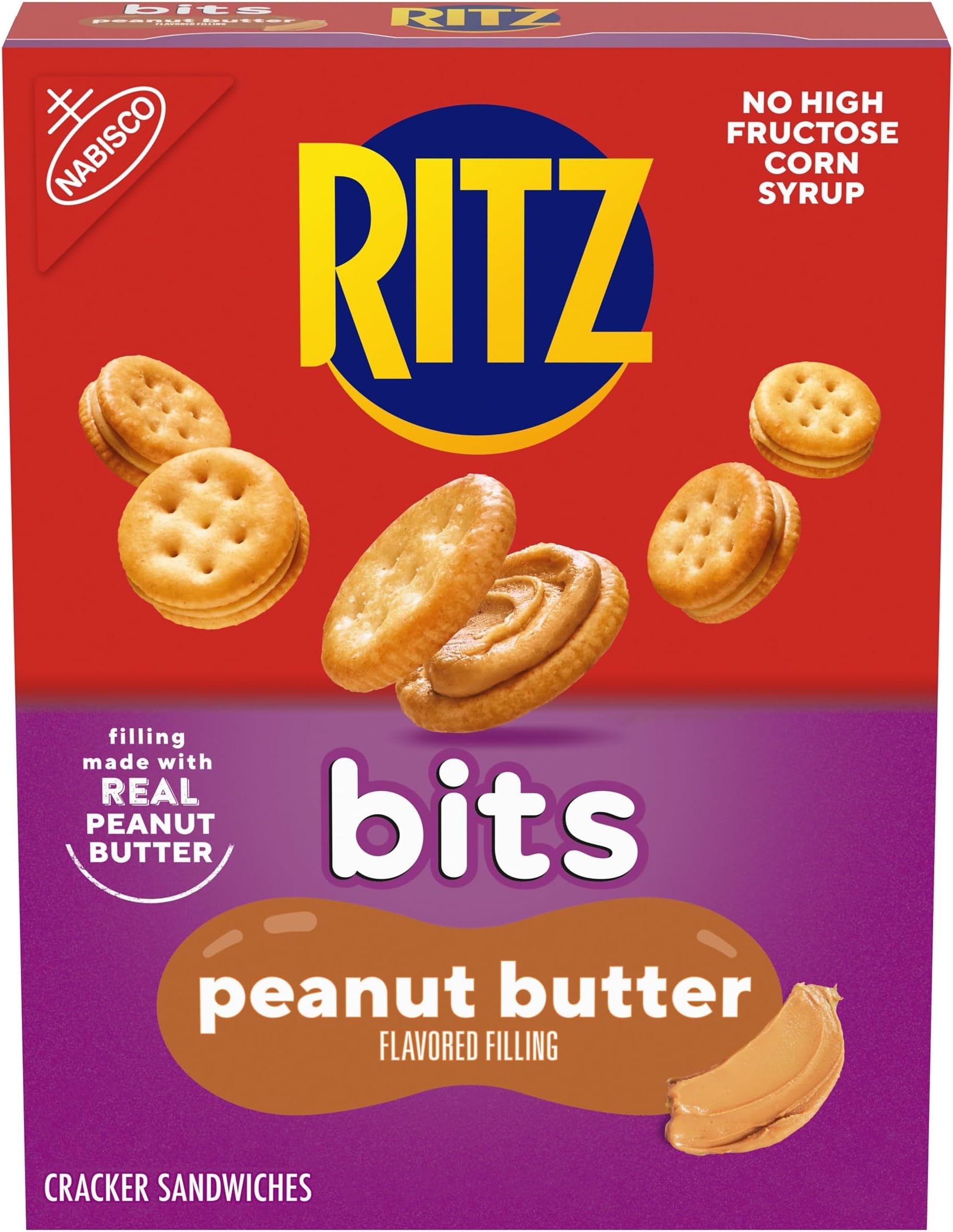 Bits Peanut Butter Sandwich Crackers, Snacks for Kids and Adults, Lunch Snacks, 8.8 oz