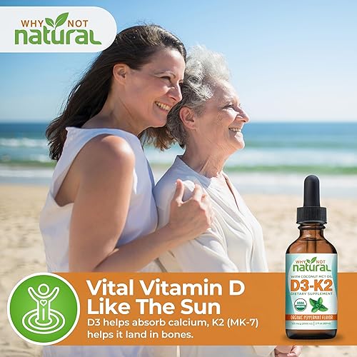 Miniatura 3 de Gotas líquidas orgánicas de vitamina D3 K2 (MK-7), 5000 UI de D3 sublingual con aceite MCT de coco, para huesos y dientes fuertes, corazón y apoyo