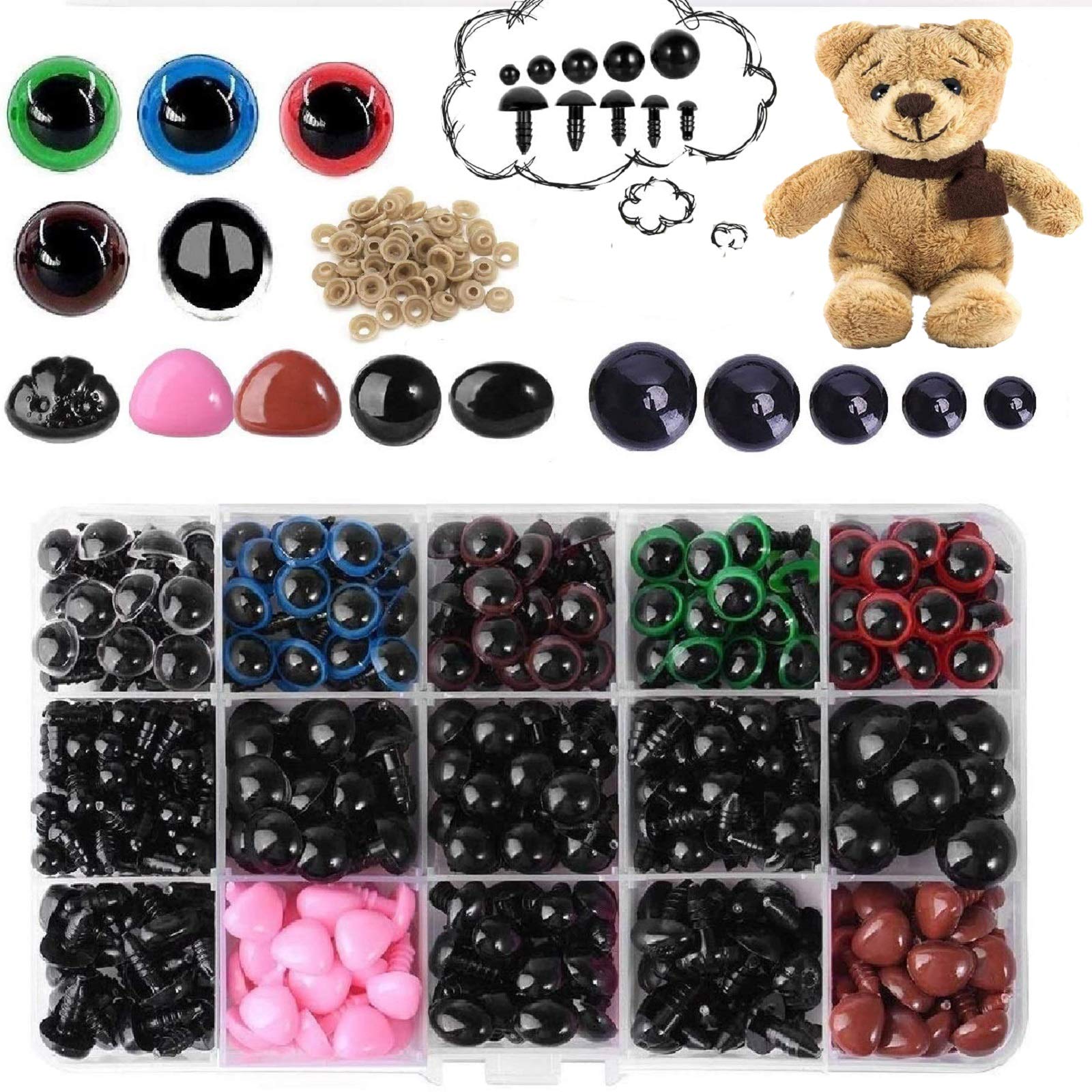Buy Plastic Safety Eyes and Noses with Washers for Amigurumi Stuffed