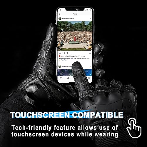 Miniatura 3 de WTACTFUL Guantes tácticos de protección de goma para hombres con pantalla táctil para airsoft, motocicleta, caza, exterior