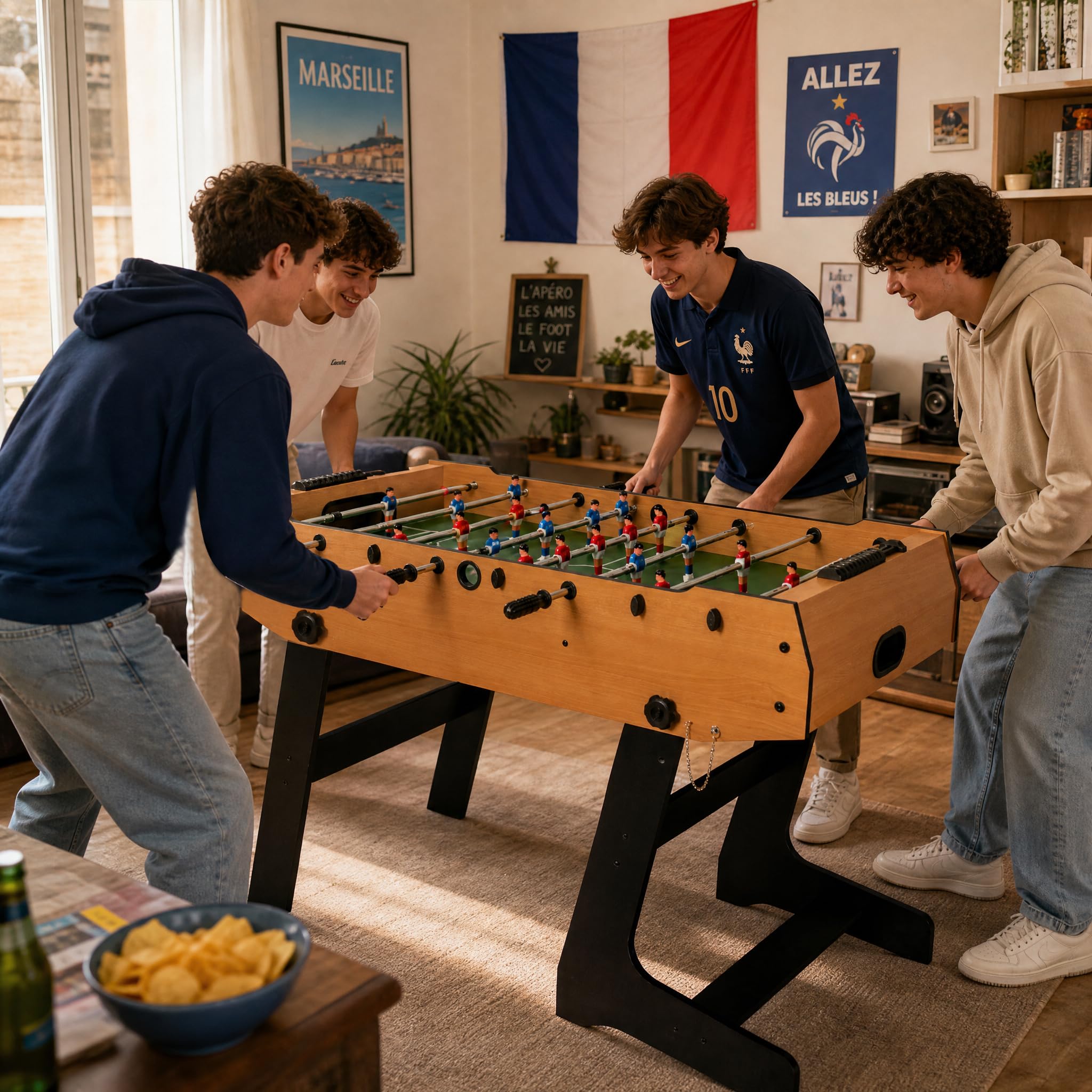 HLC Table de Babyfoot Pliable sur Pied 121 * 61 * 81cm,Jeu de Baby Foot idéal pour Les fêtes, Les Bars, Les familles, Le Cadeau Parfait pour Adultes et Enfants.