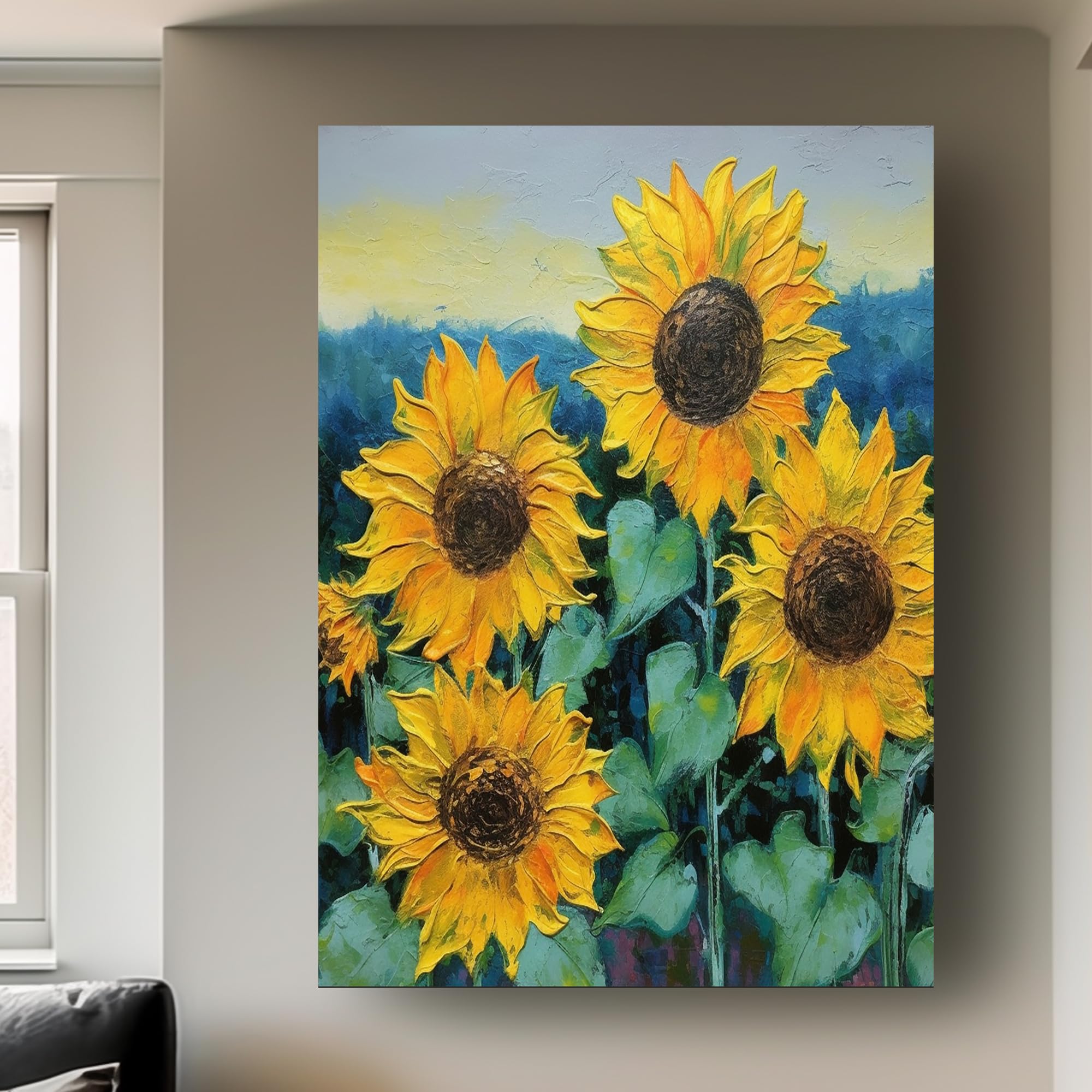 Amazon.com: Jsiluxna 100% Hand Painted SunFlower, Textured Yellow