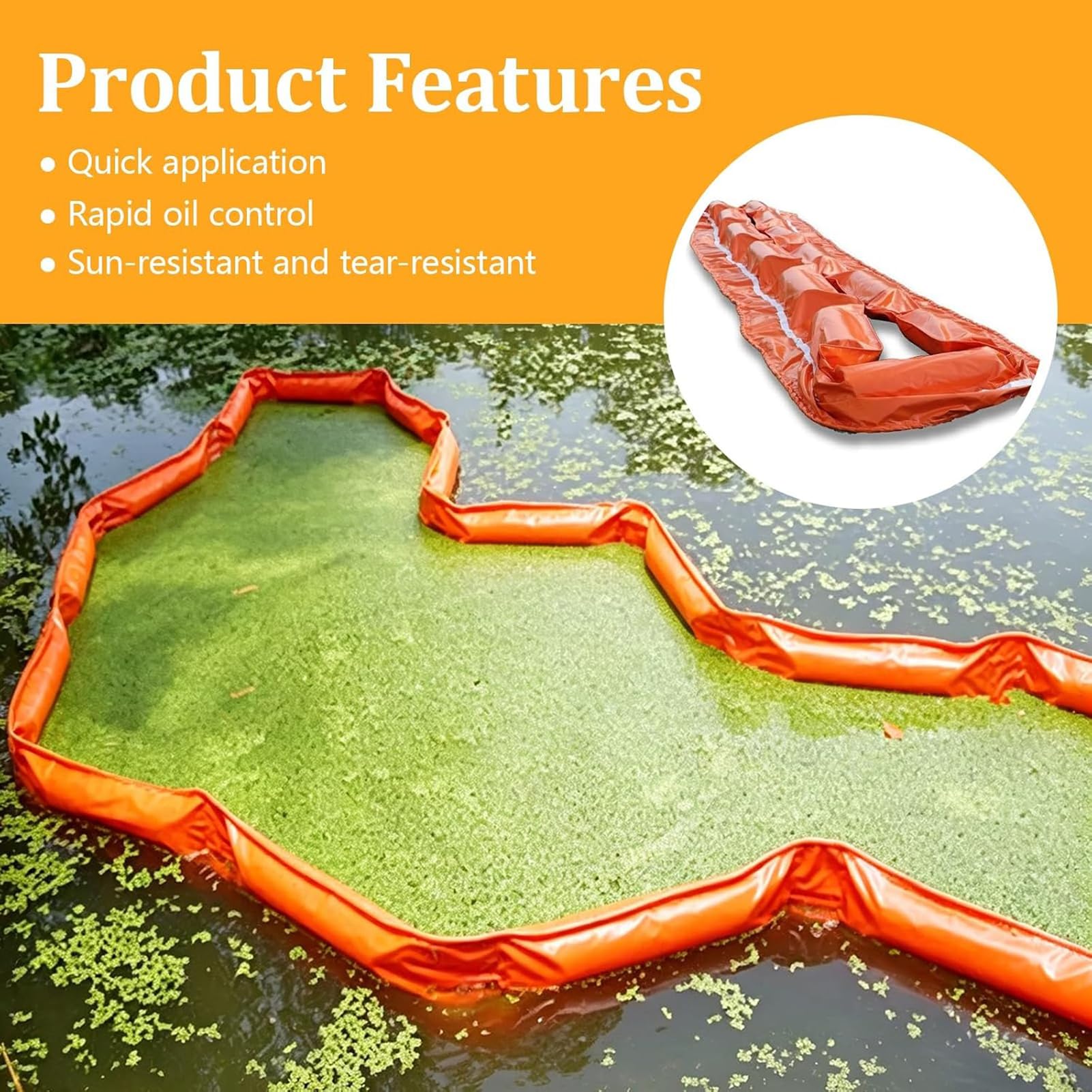 Barrage Flottant Anti-Pollution en PVC, résistant à l'usure H75cm/29.5in
