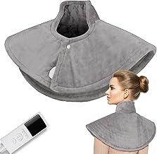 Electric Neck and Shoulder Heat Pad for Pain Relief with 9 Heat Settings and 4 Timers, Soft Plush Neck Warmer, Fast Heating with Auto Shut-Off, Machine Washable