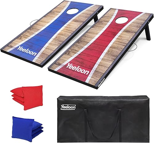 Juego de cornhole, tableros de Cornhole de tamaño reglamentario con 8 bolsas de frijoles y funda de transporte, 3 x 24 x 2 pulgadas, tablero de