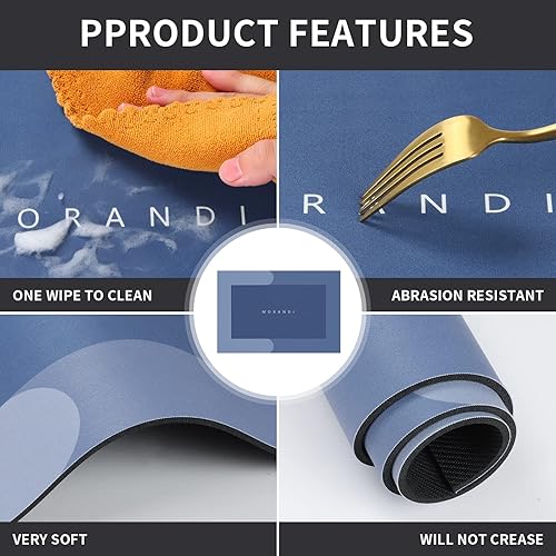 Miniatura 3 de MORANDI Tapete súper absorbente, de silicona, de secado rápido, antideslizante, para el hogar, baño, suelo y agua (color azul, 15.7 x 23.6 pulgadas)