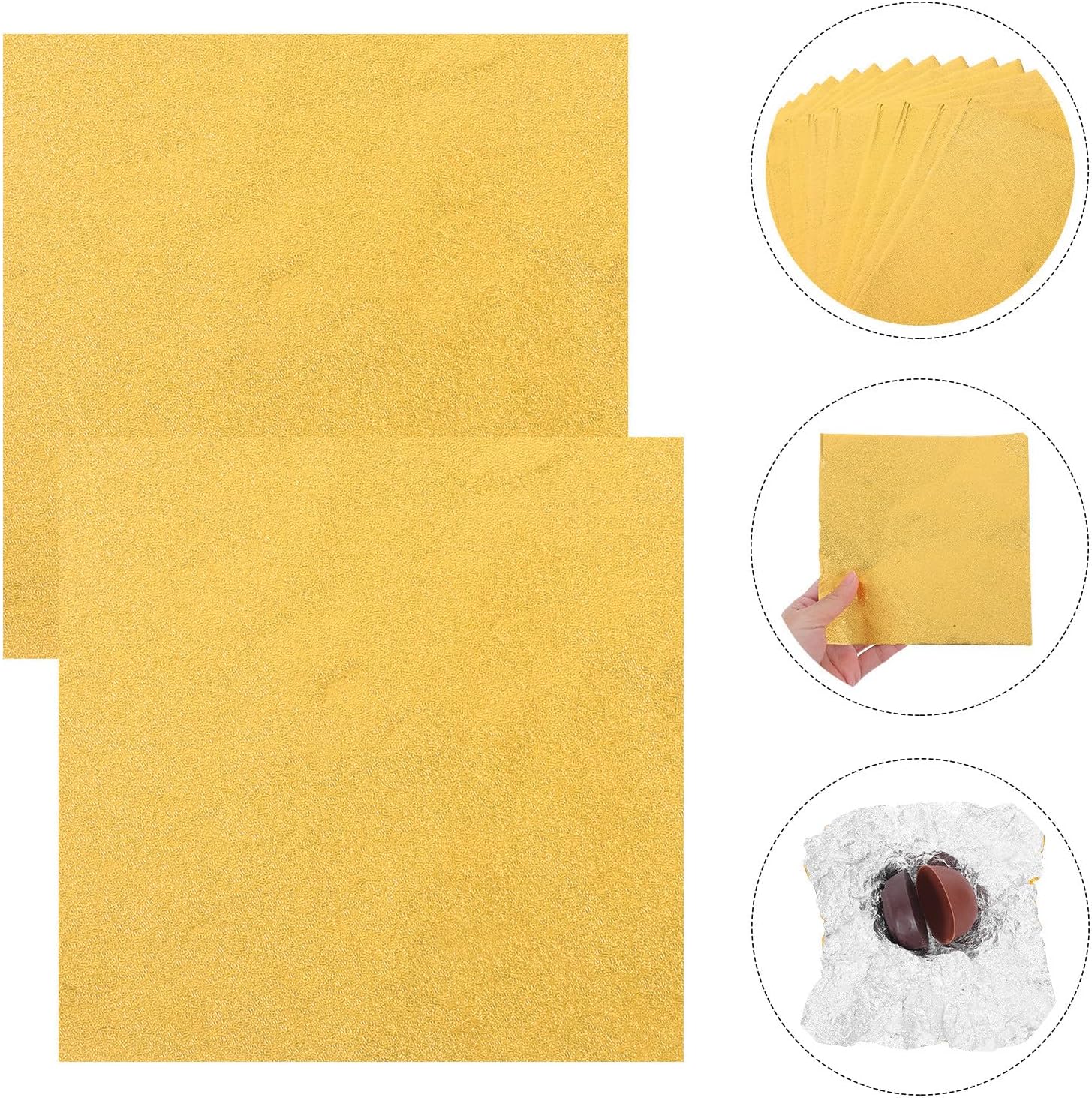 Gold Aluminum Foil Candy Wrappers 15cm Square Chocolate Wrapping Paper 100pcs Gold Packaging Sheets for Sweets and Treats Food Wrap