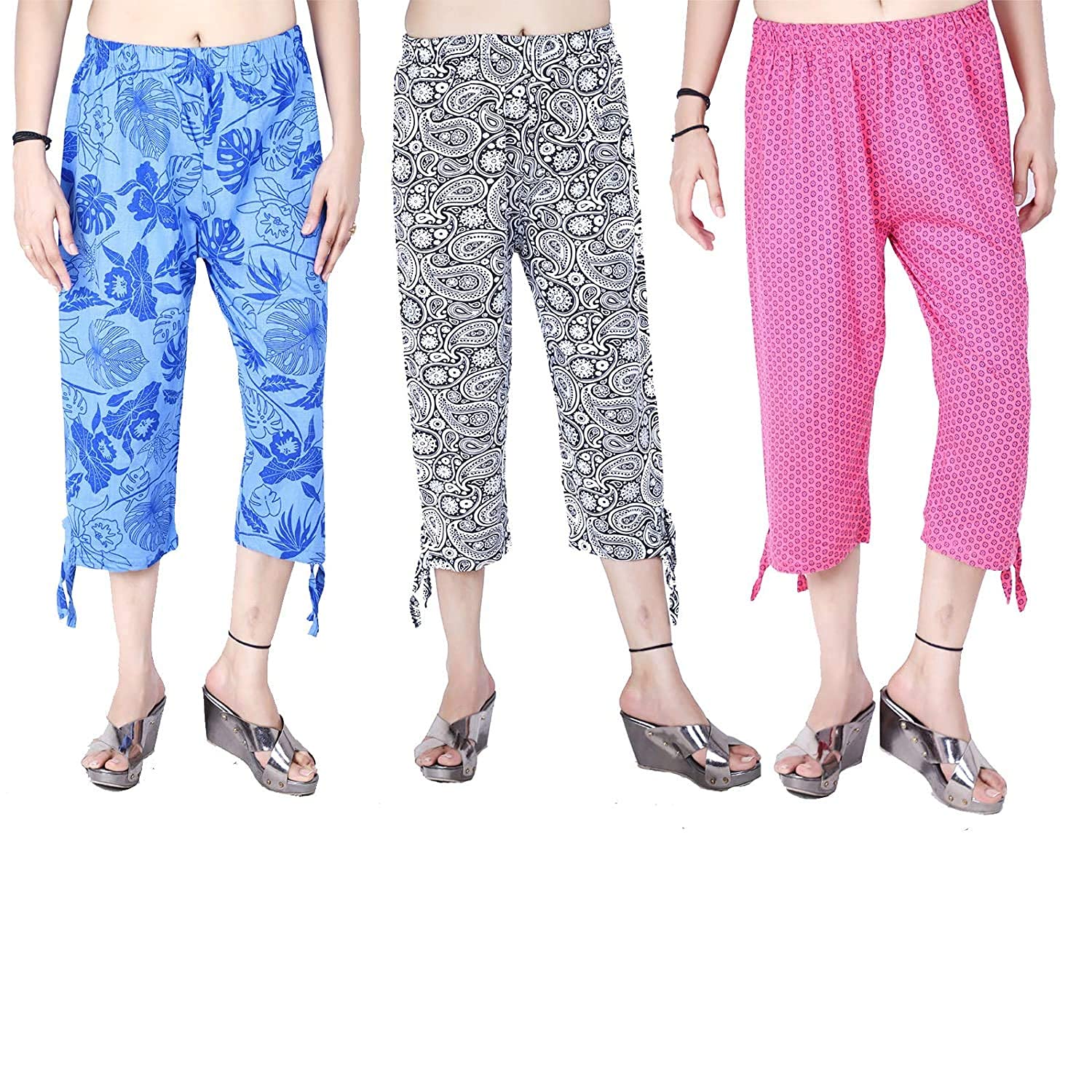 tvesa womens cotton printed 3/4 capri pajama lower (new model -63) combo pack of 3-picture-17