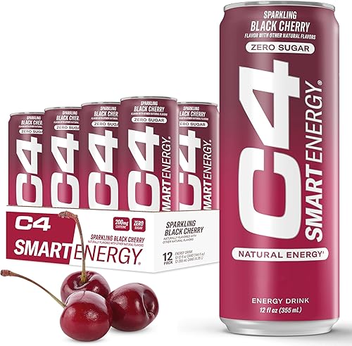 Miniatura 2 de C4 Smart Energy Drink - Combustible de rendimiento sin azúcar y estimulador cerebral nootrópico, sustituto de café o alternativo, sabor cereza y