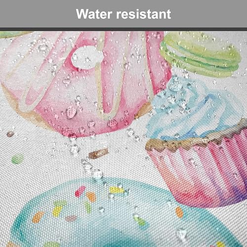 Miniatura 6 de Lunarable Sweets - Juego de 4 cojines de asiento para silla, deliciosos cupcakes de macarrón, donas, muffins, azúcar, sabroso y delicioso diseño de