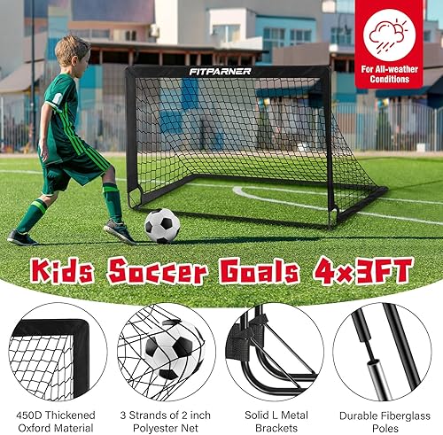 Miniatura 4 de Kids Soccer Goal for Backyard Set,2 Pack of 4x36x4 ft Portable Pop Up Soccer Nets,Complete Youth Training Equipment with Target,Ball & Cones for