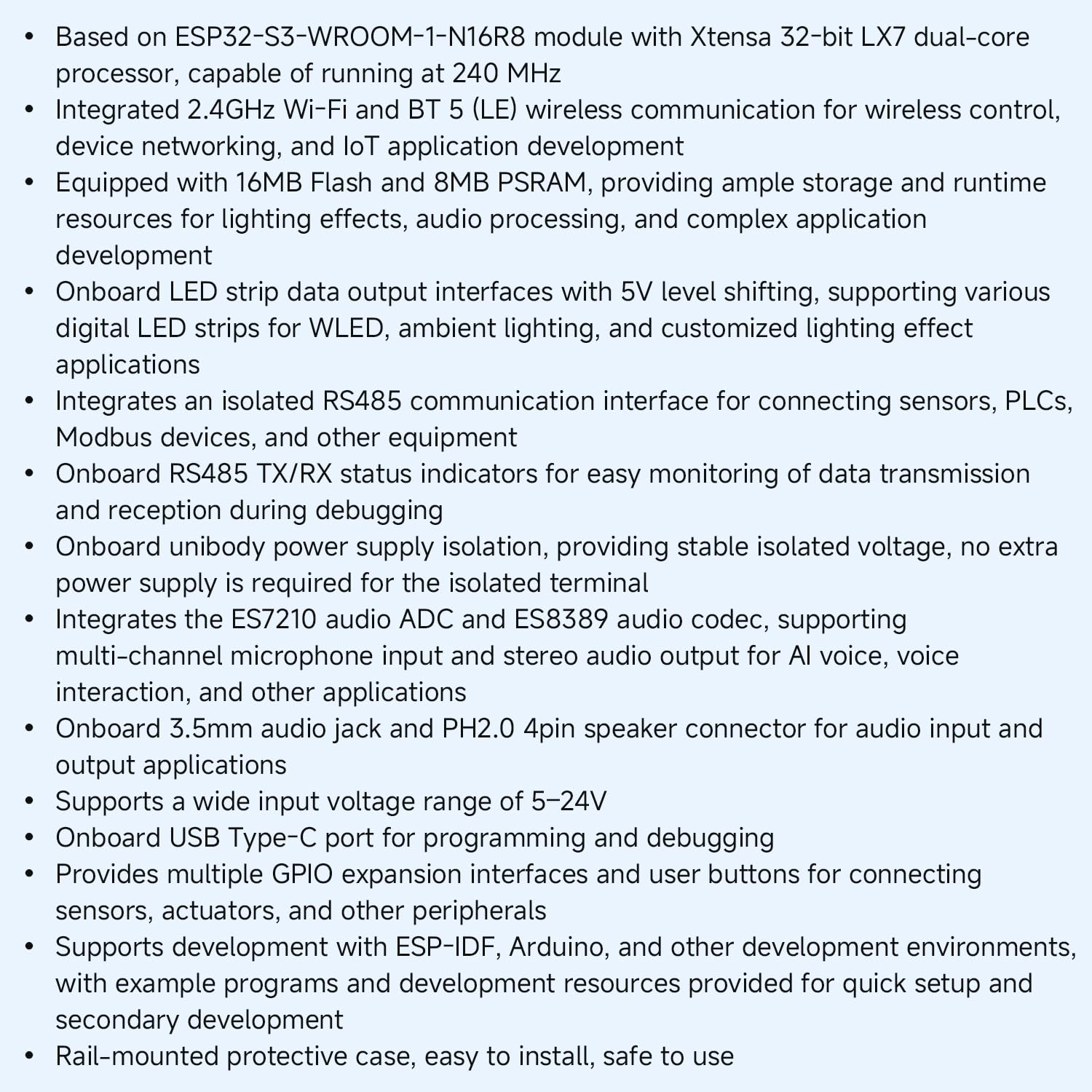 Waveshare ESP32-S3 RS485 Development Board, LX7 240MHz Dual-Core Processor