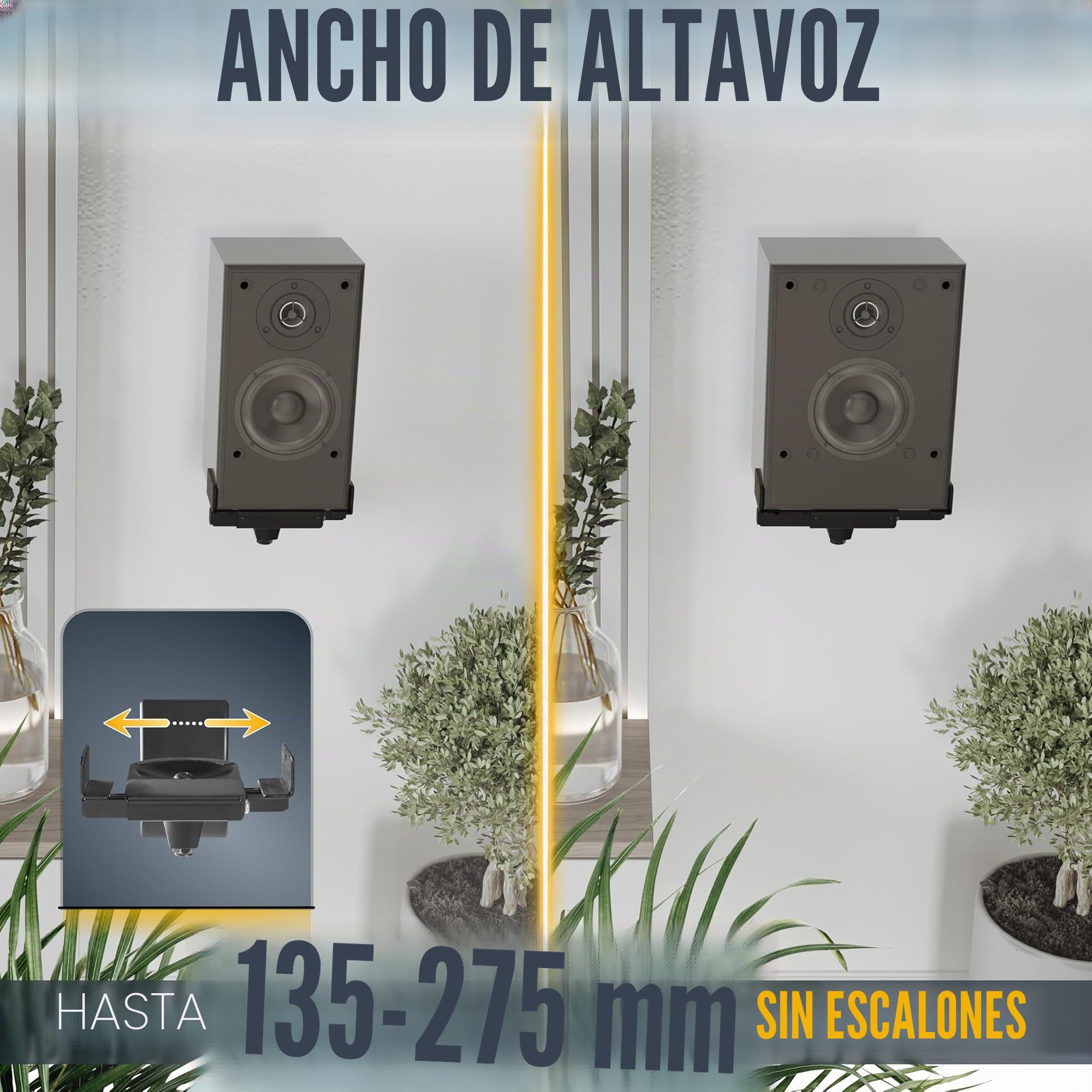 RICOO Soporte Altavoz para Pared (2 Piezas) Giratorio Inclinable Brazo para bafles Wall-Mount Universal LH051-B Negro