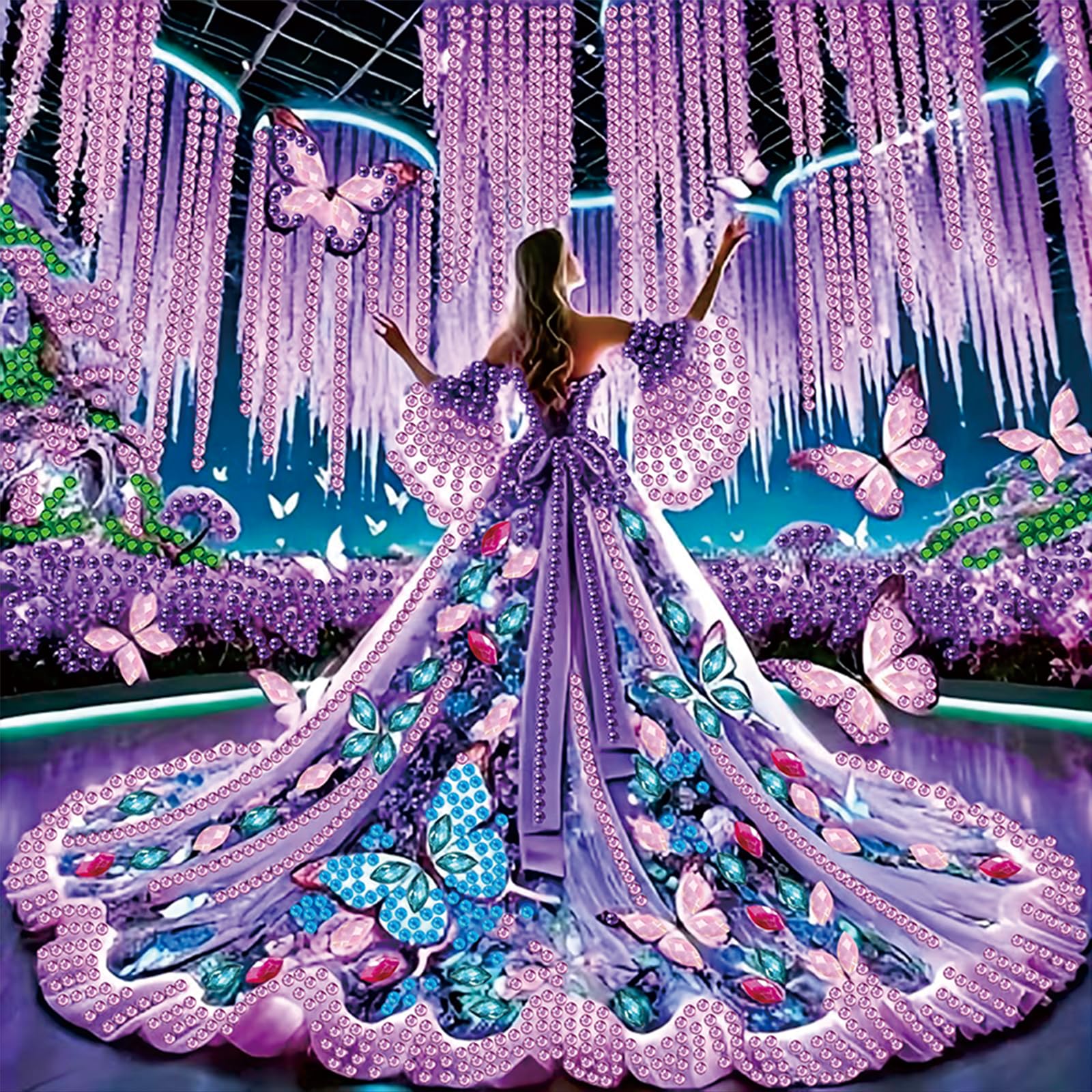 Skirt Girl 5D Partial Drill Diamond Painting Kit for Adults Home Decoration 11.81x11.81 Inch Crystal Gem Art